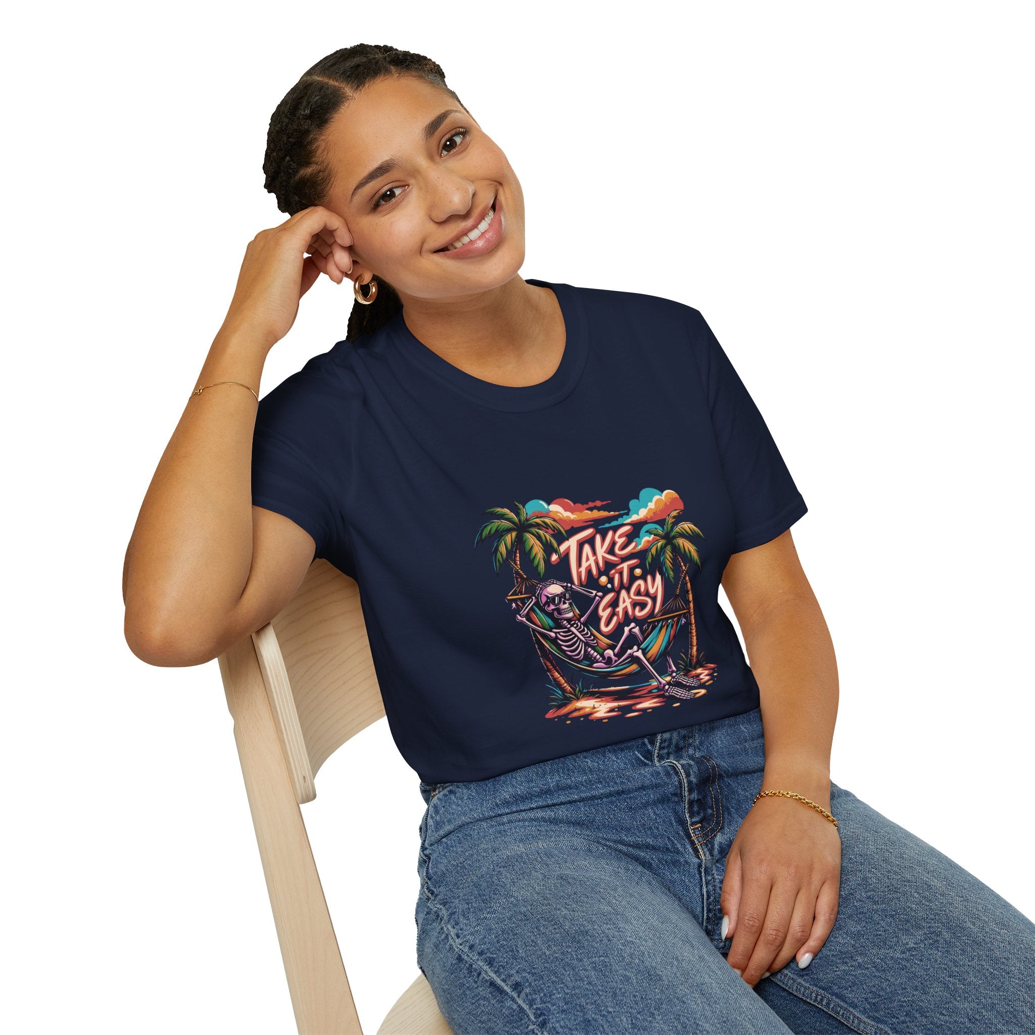 Take It Easy Beach T-Shirt — Hammock Palm Tree Vacation Tee