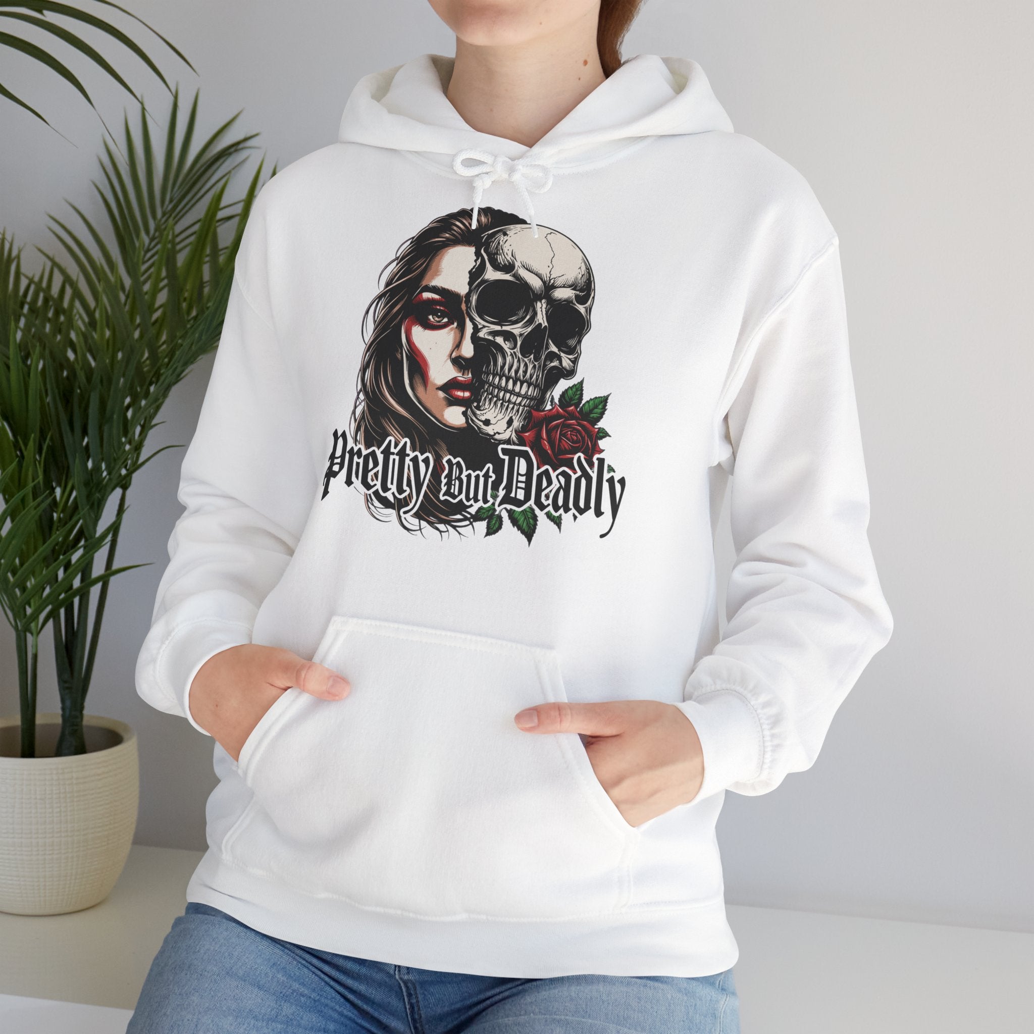 Hoodie — "Pretty But Deadly" Skull Rose