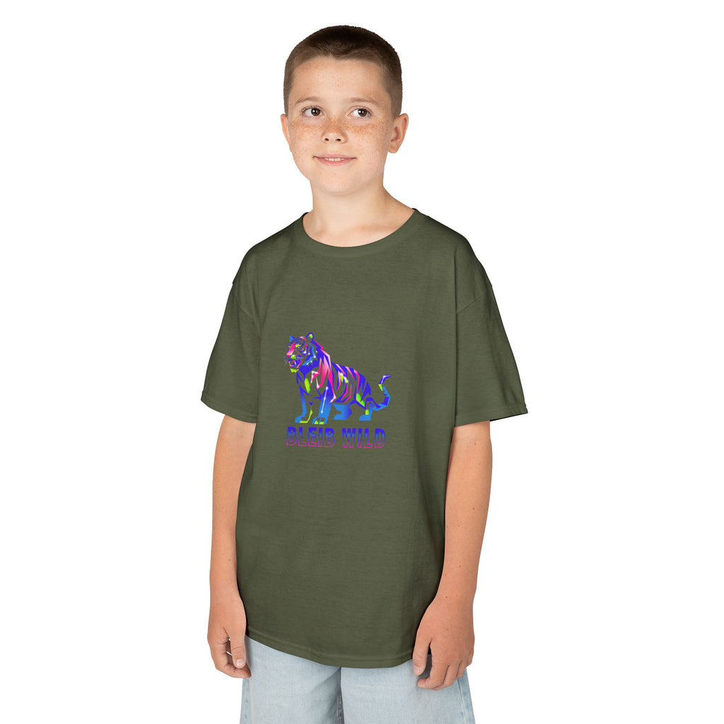 Ýouth Kids Tee — Colorful Tiger "Bleed Wild" Graphic