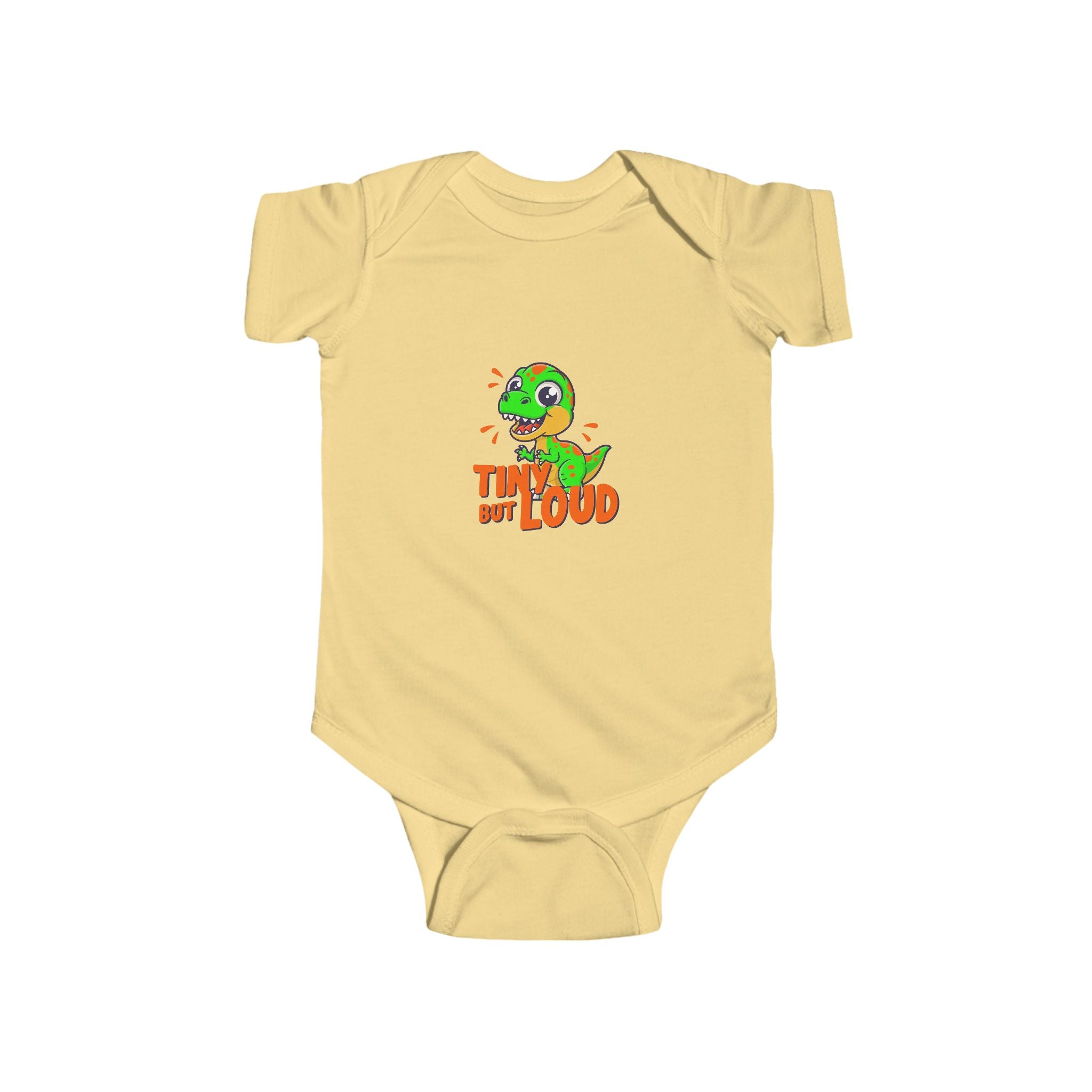 Infant Bodysuit – "Tiny But Loud" Baby Onesie with Cute Dinosaur Graphic