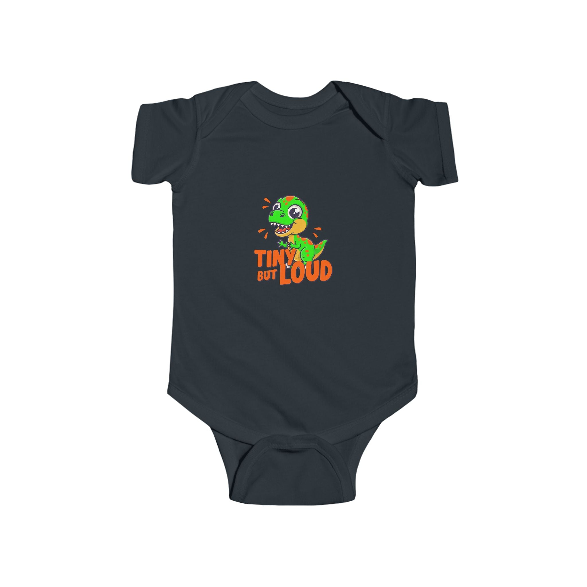 Infant Bodysuit – "Tiny But Loud" Baby Onesie with Cute Dinosaur Graphic