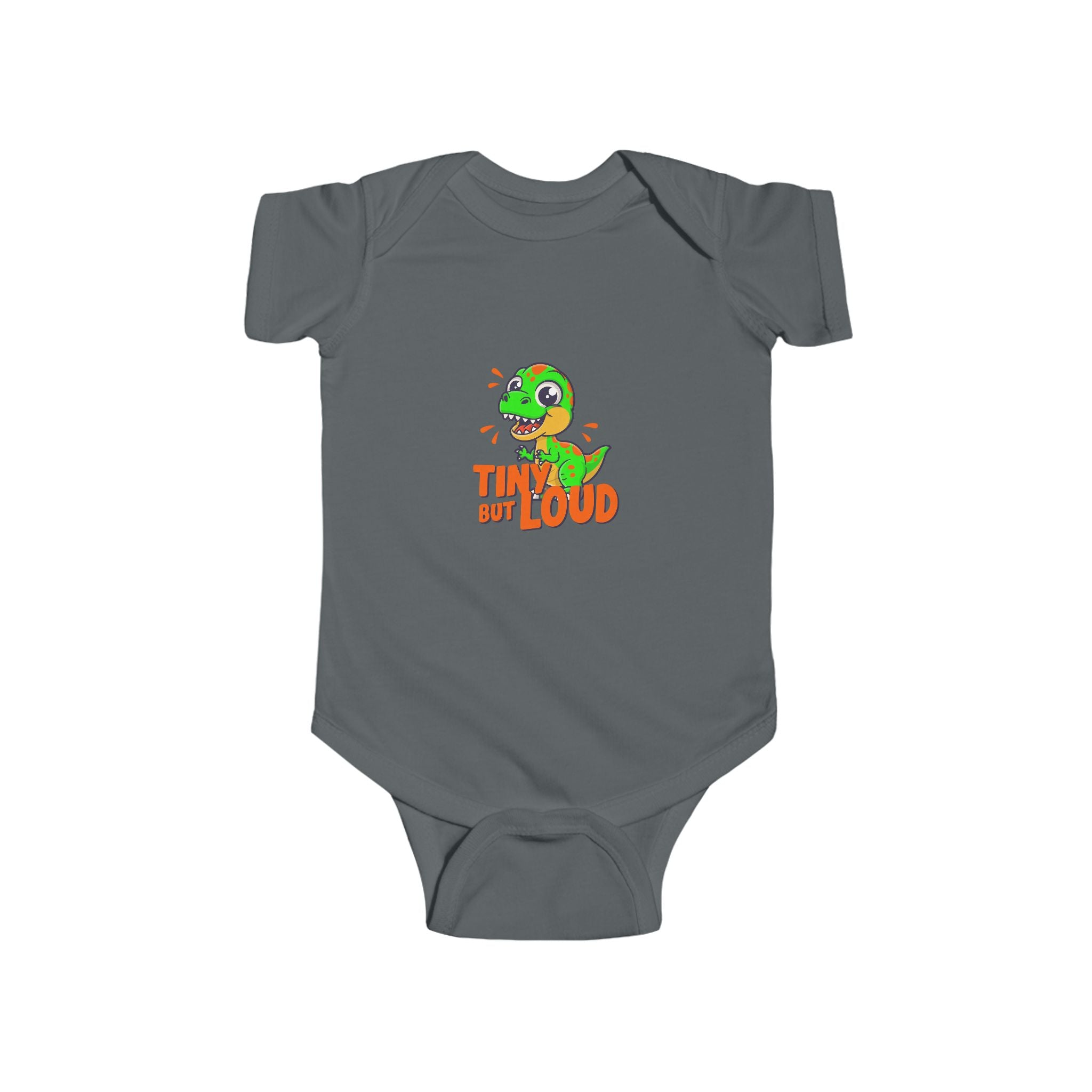 Infant Bodysuit – "Tiny But Loud" Baby Onesie with Cute Dinosaur Graphic