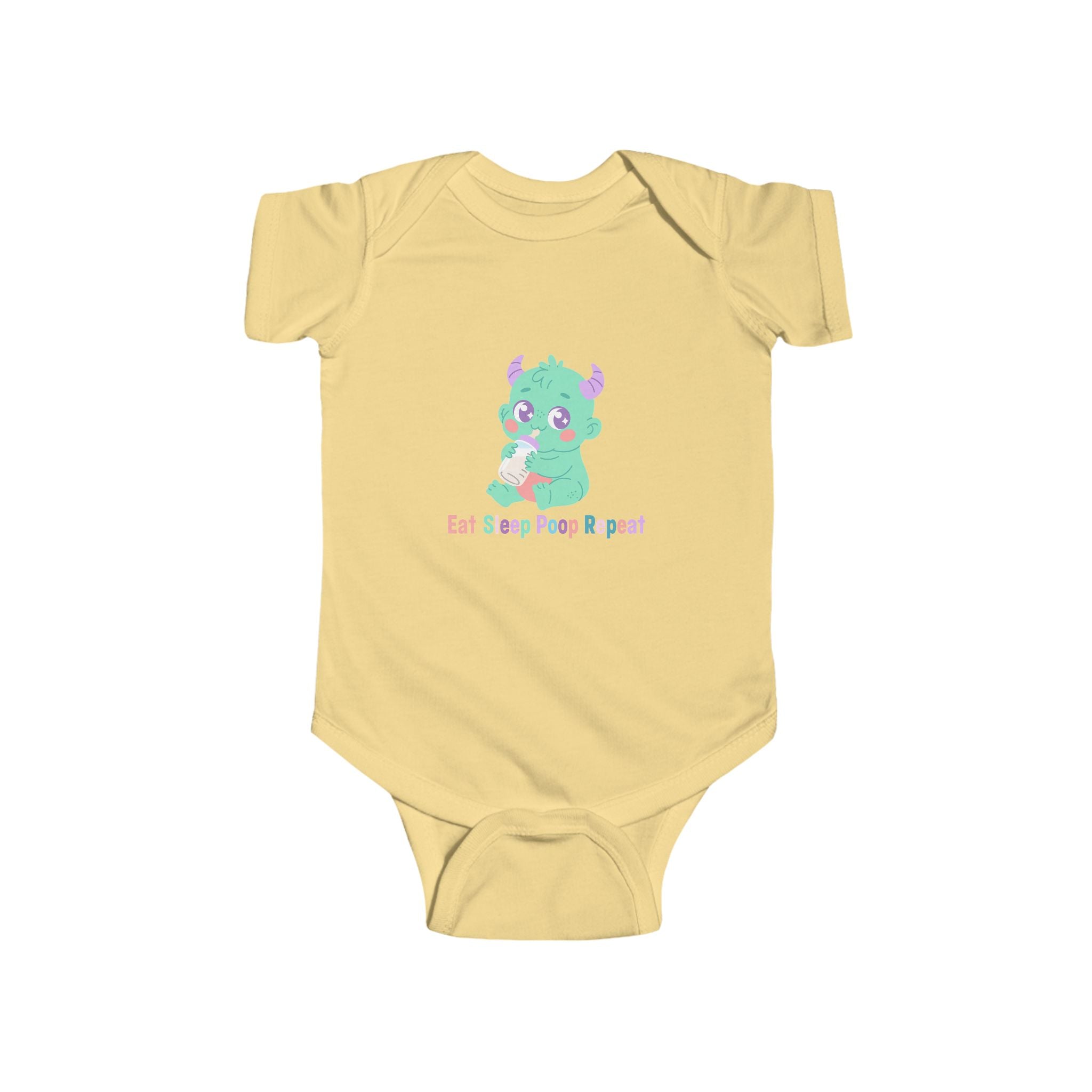 Baby Bodysuit – Cute Green Monster "Eat Sleep Poop Repeat" Infant Onesie