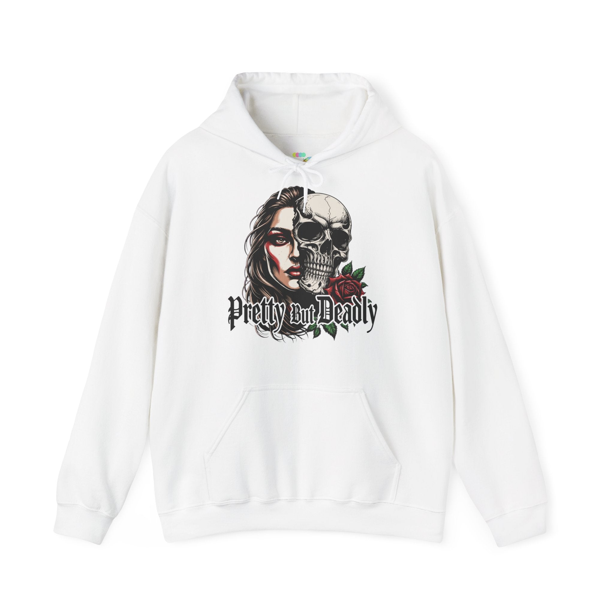 Hoodie — "Pretty But Deadly" Skull Rose
