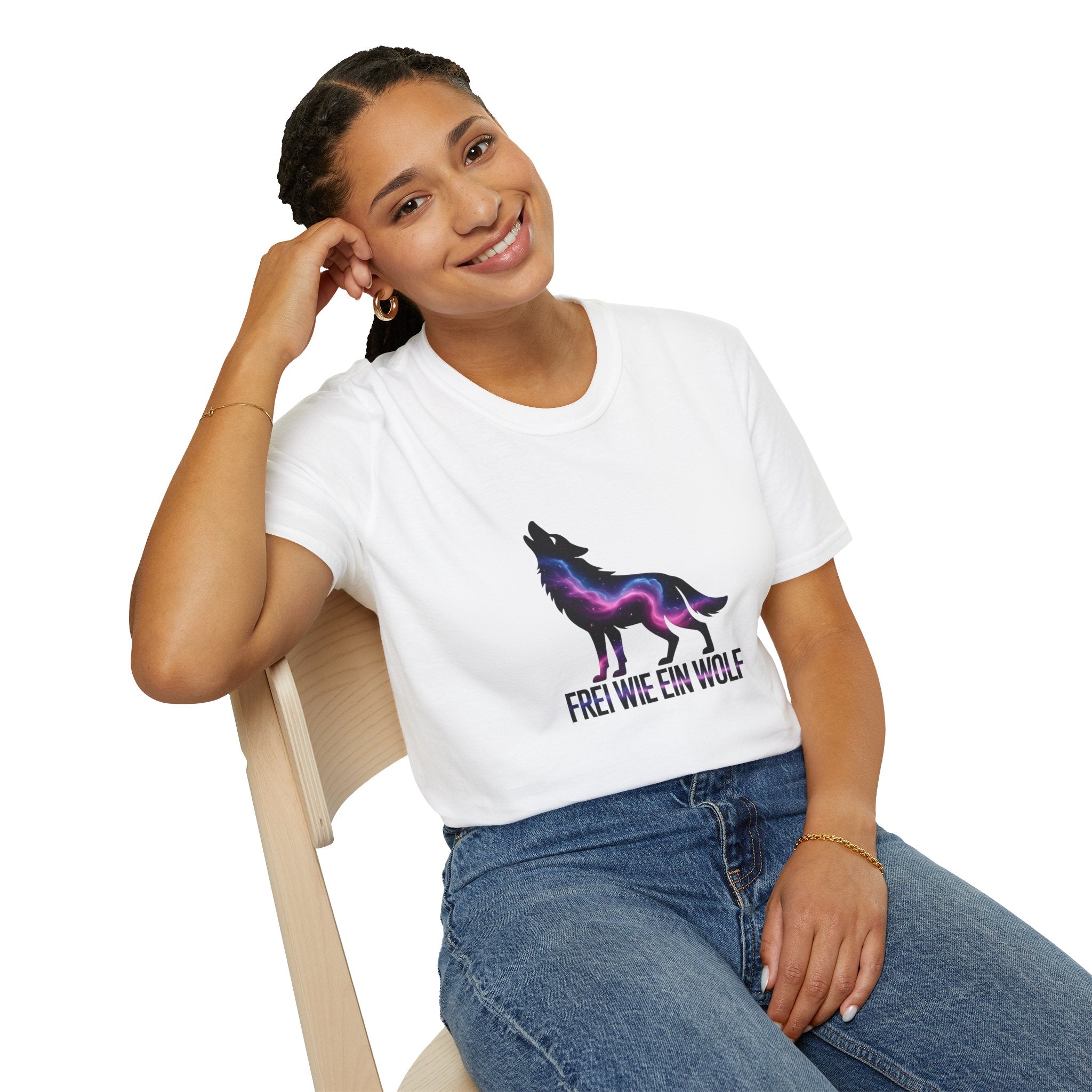 Wolf T-Shirt — 'Frei wie ein Wolf' Galaxy Silhouette Tee