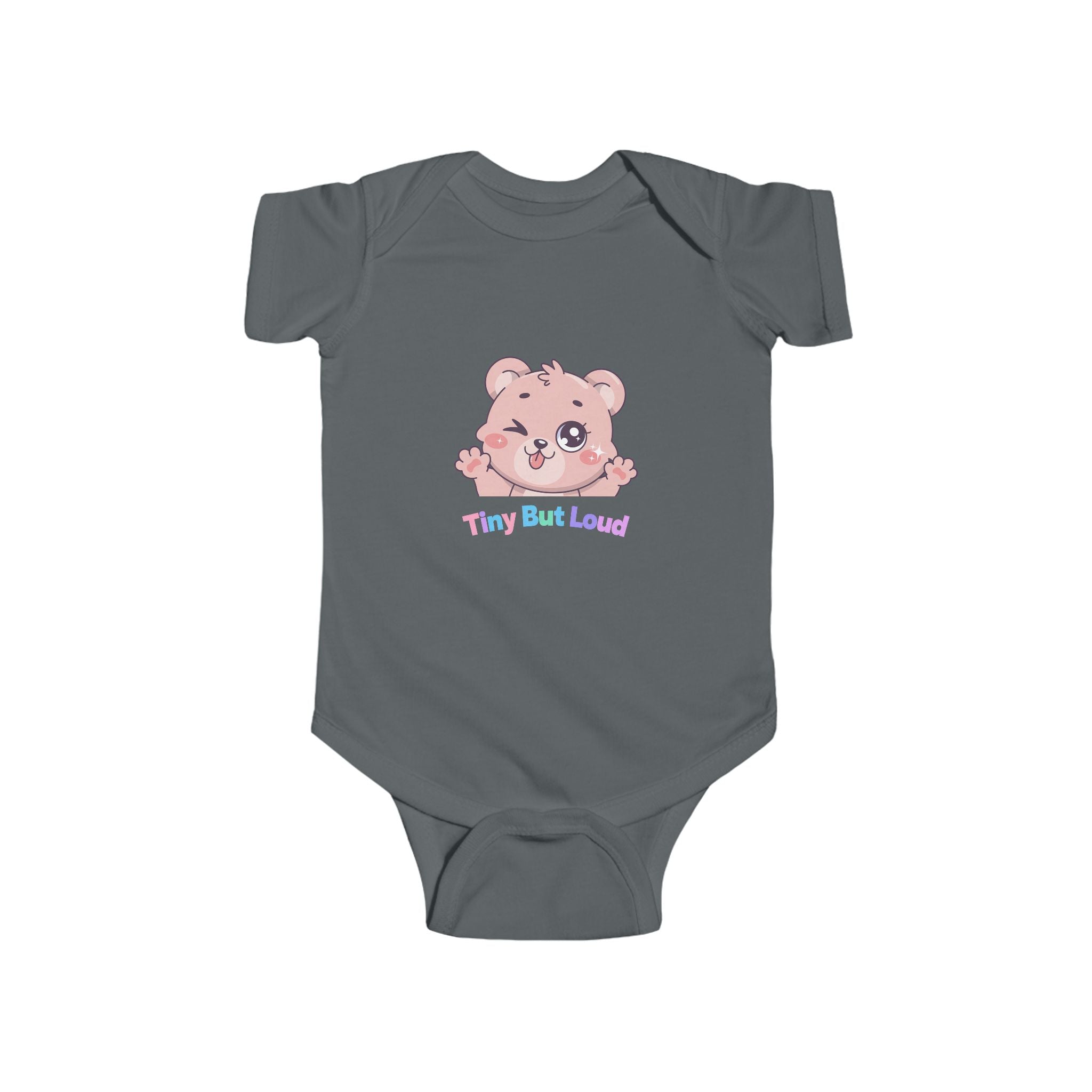Infant Bodysuit - Cute Pink Bear "Tiny But Loud" Baby Onesie