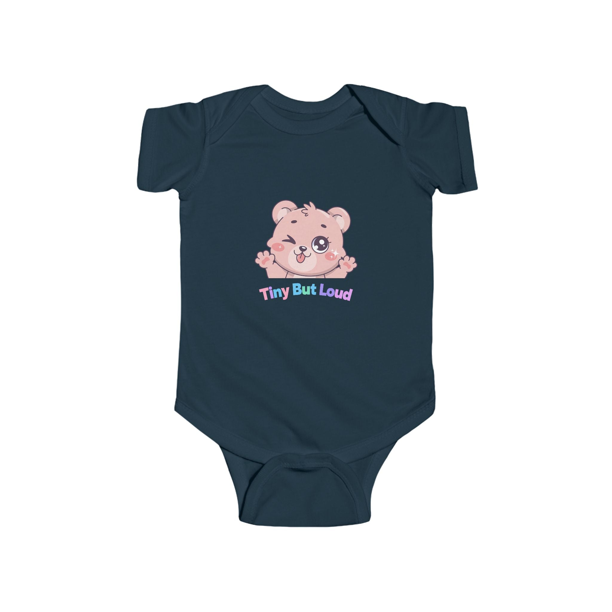 Infant Bodysuit - Cute Pink Bear "Tiny But Loud" Baby Onesie