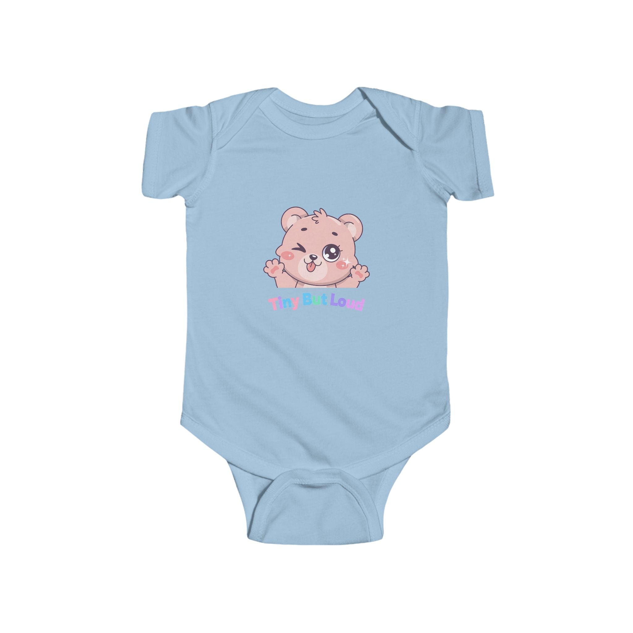 Infant Bodysuit - Cute Pink Bear "Tiny But Loud" Baby Onesie