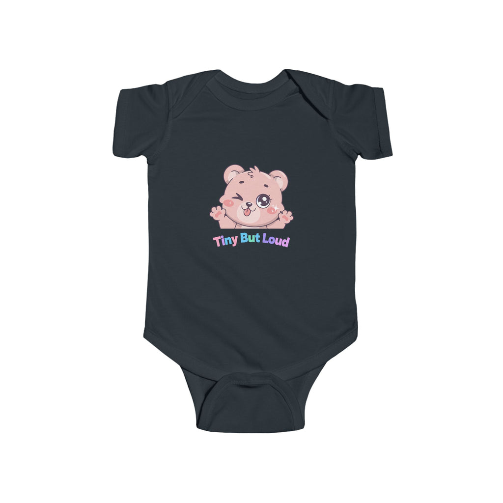 Infant Bodysuit - Cute Pink Bear "Tiny But Loud" Baby Onesie