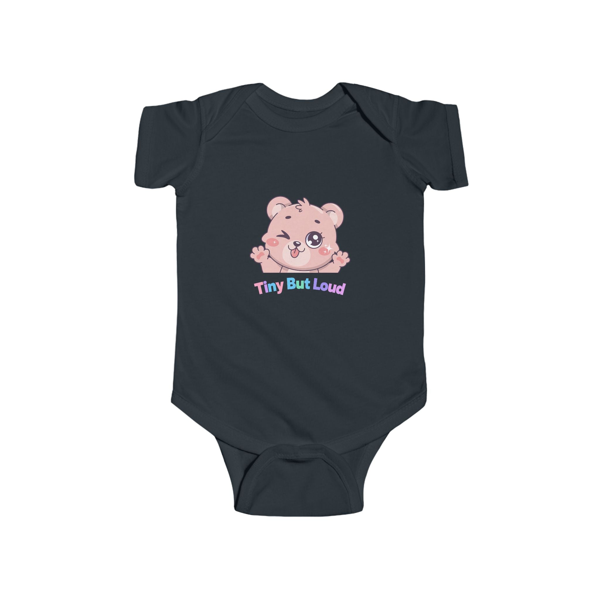 Infant Bodysuit - Cute Pink Bear "Tiny But Loud" Baby Onesie