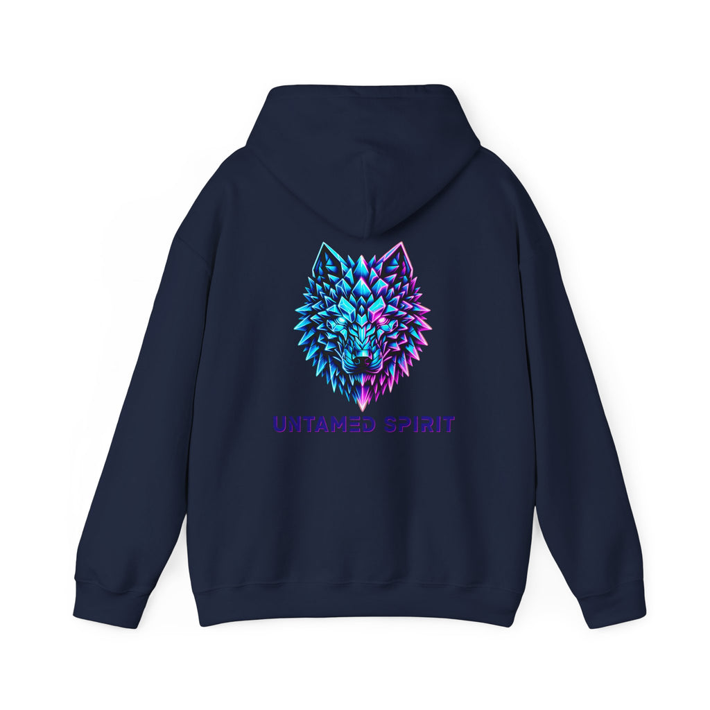 Untamed Spirit Wolf Hoodie — Neon Geometric Wolf Graphic Sweatshirt