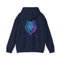 Untamed Spirit Wolf Hoodie — Neon Geometric Wolf Graphic Sweatshirt