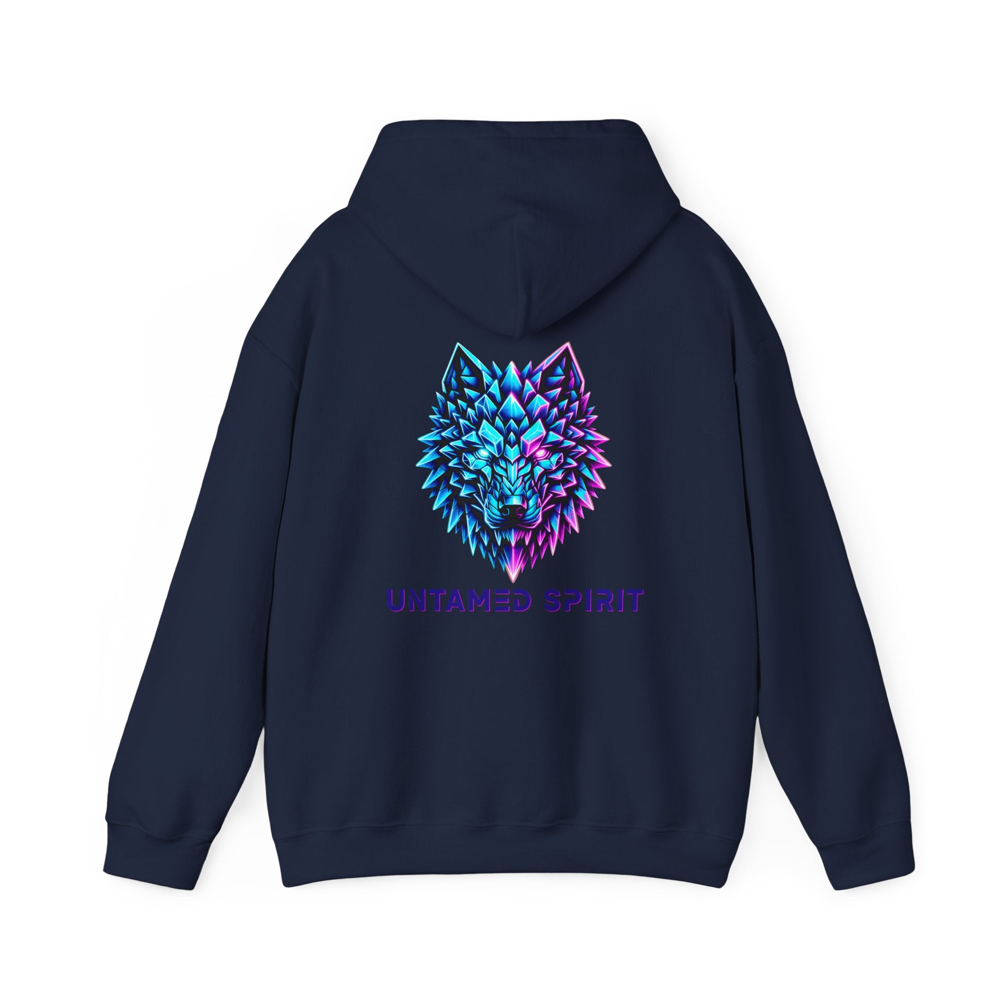 Untamed Spirit Wolf Hoodie — Neon Geometric Wolf Graphic Sweatshirt