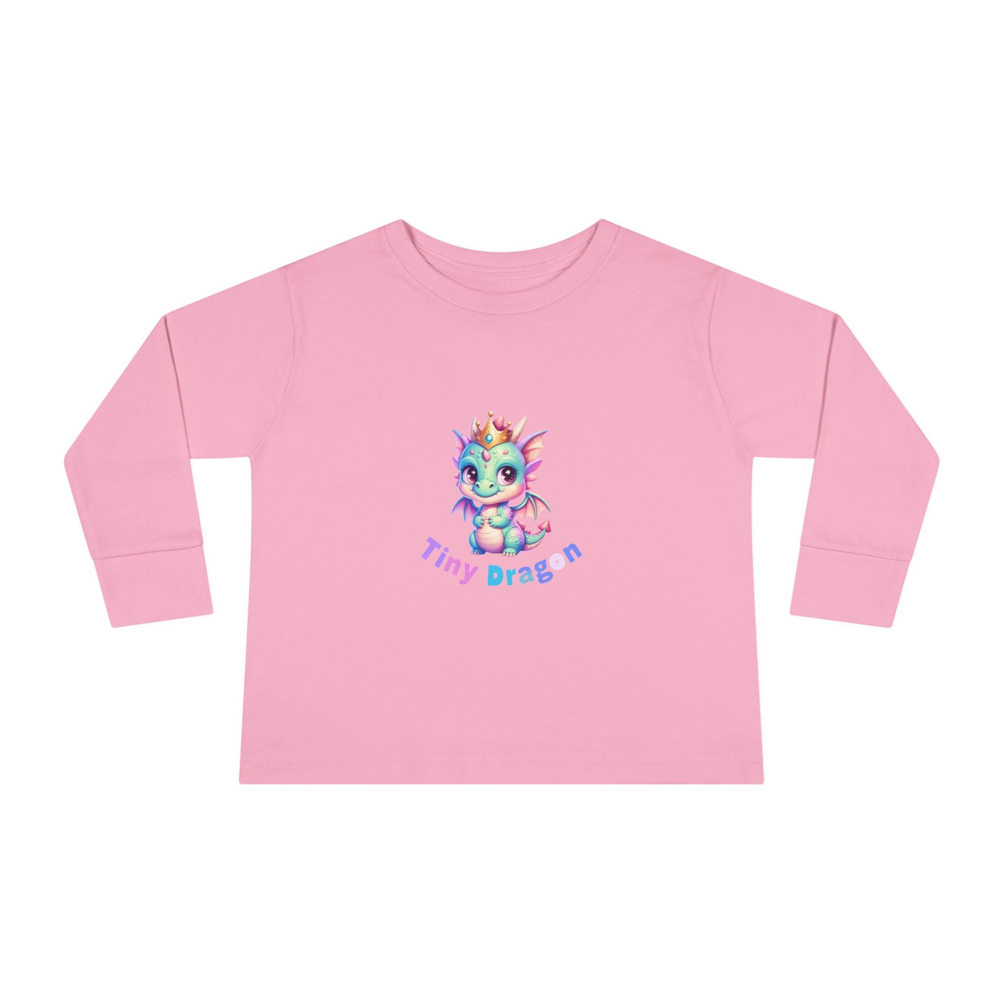 Toddler Long Sleeve Tee - "Tiny Dragon" Cute Pastel Baby Dragon Graphic