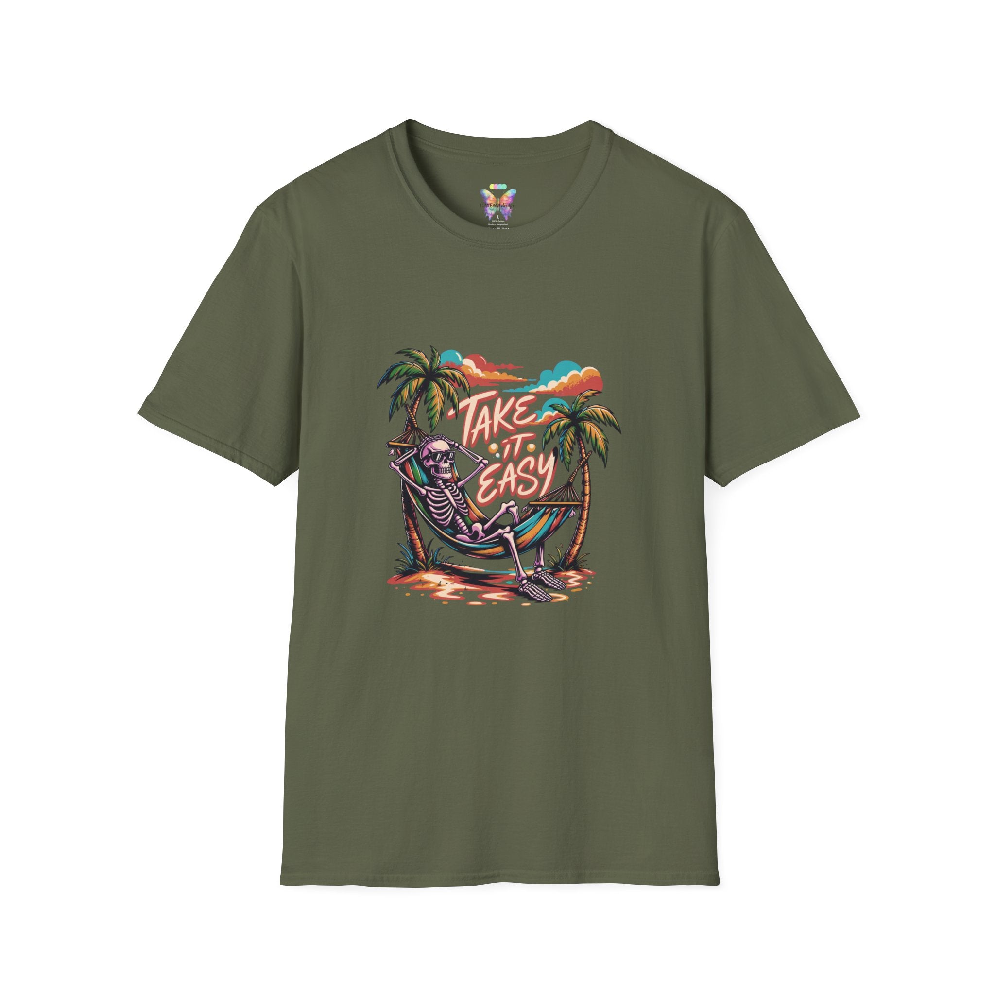 Take It Easy Beach T-Shirt — Hammock Palm Tree Vacation Tee