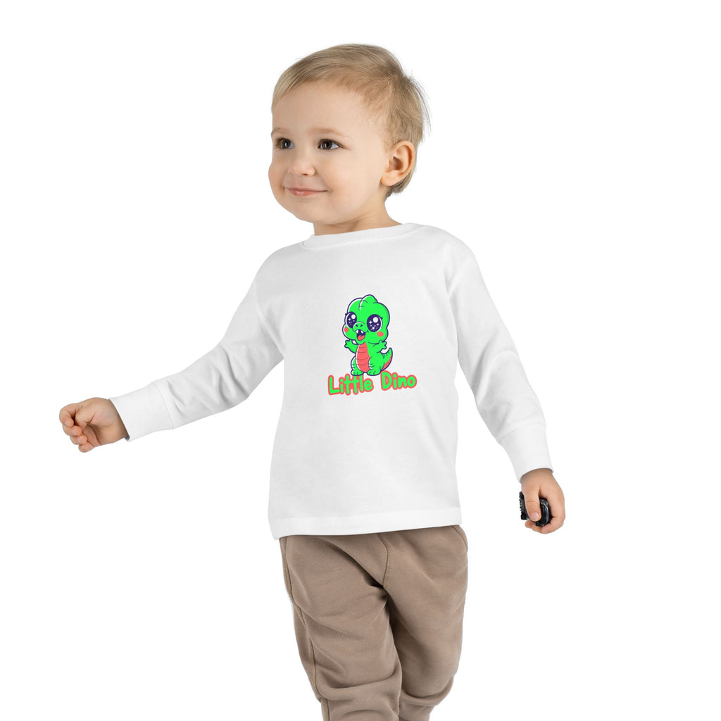Toddler Tee — Cute Green “Little Dino” Graphic Long Sleeve