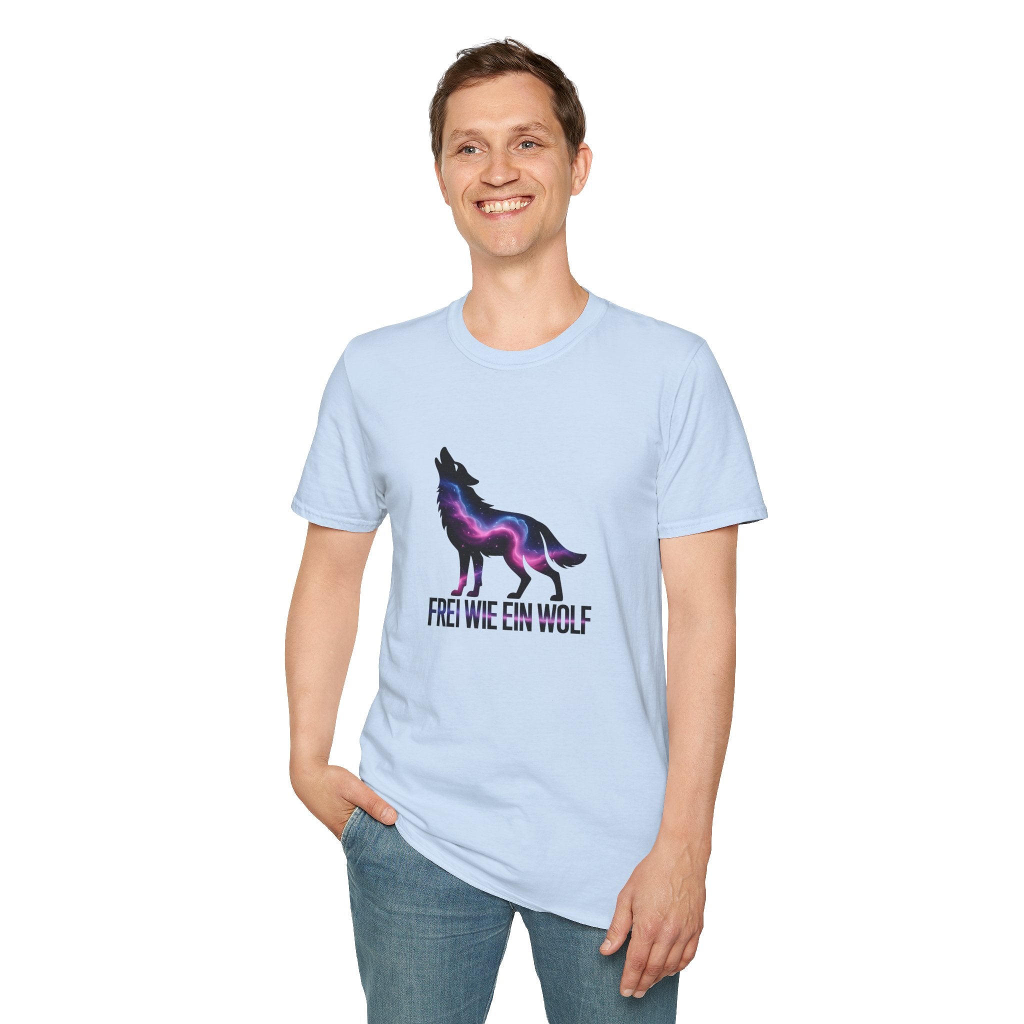 Wolf T-Shirt — 'Frei wie ein Wolf' Galaxy Silhouette Tee