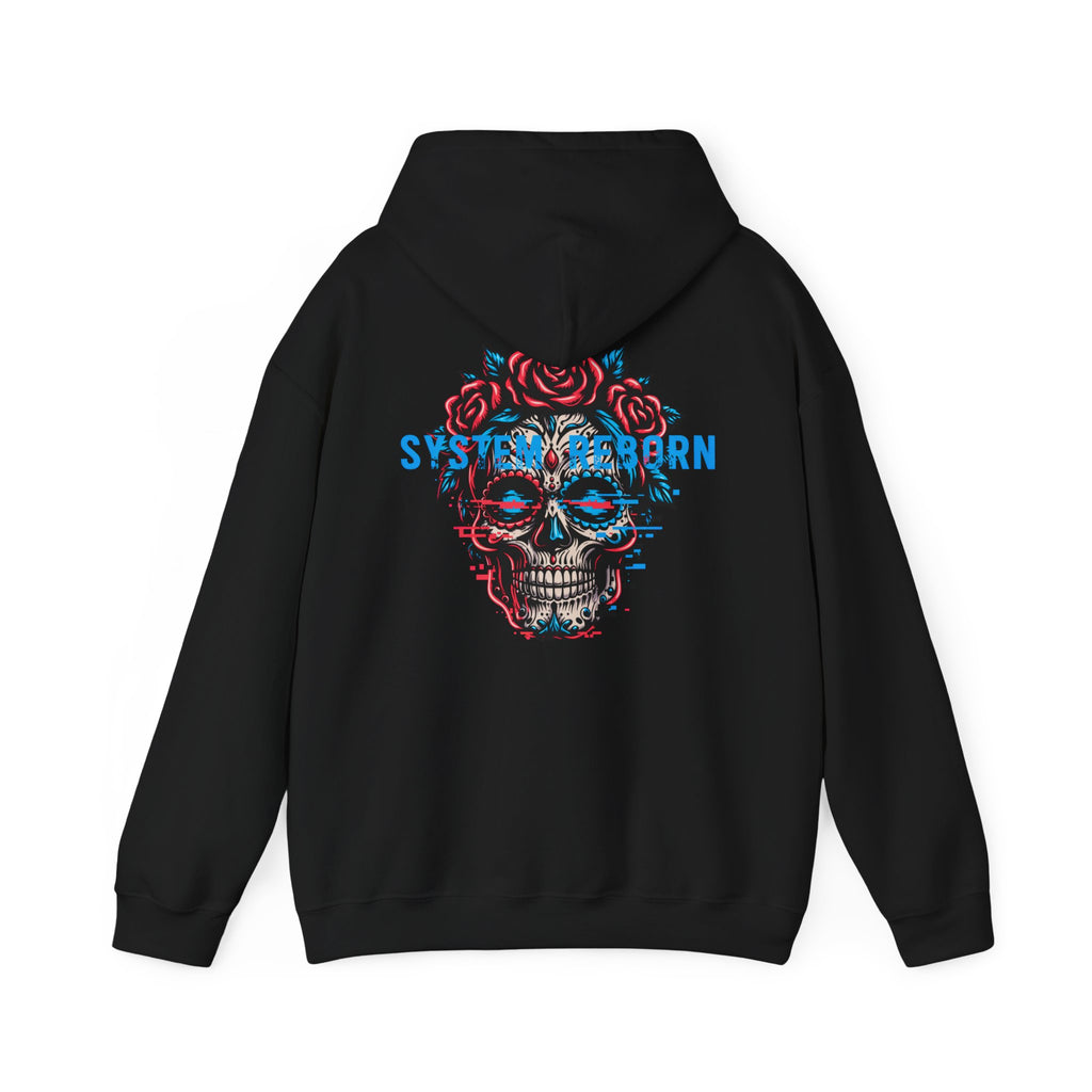 Skull & Roses Hoodie — 'System Reborn' Graphic Pullover