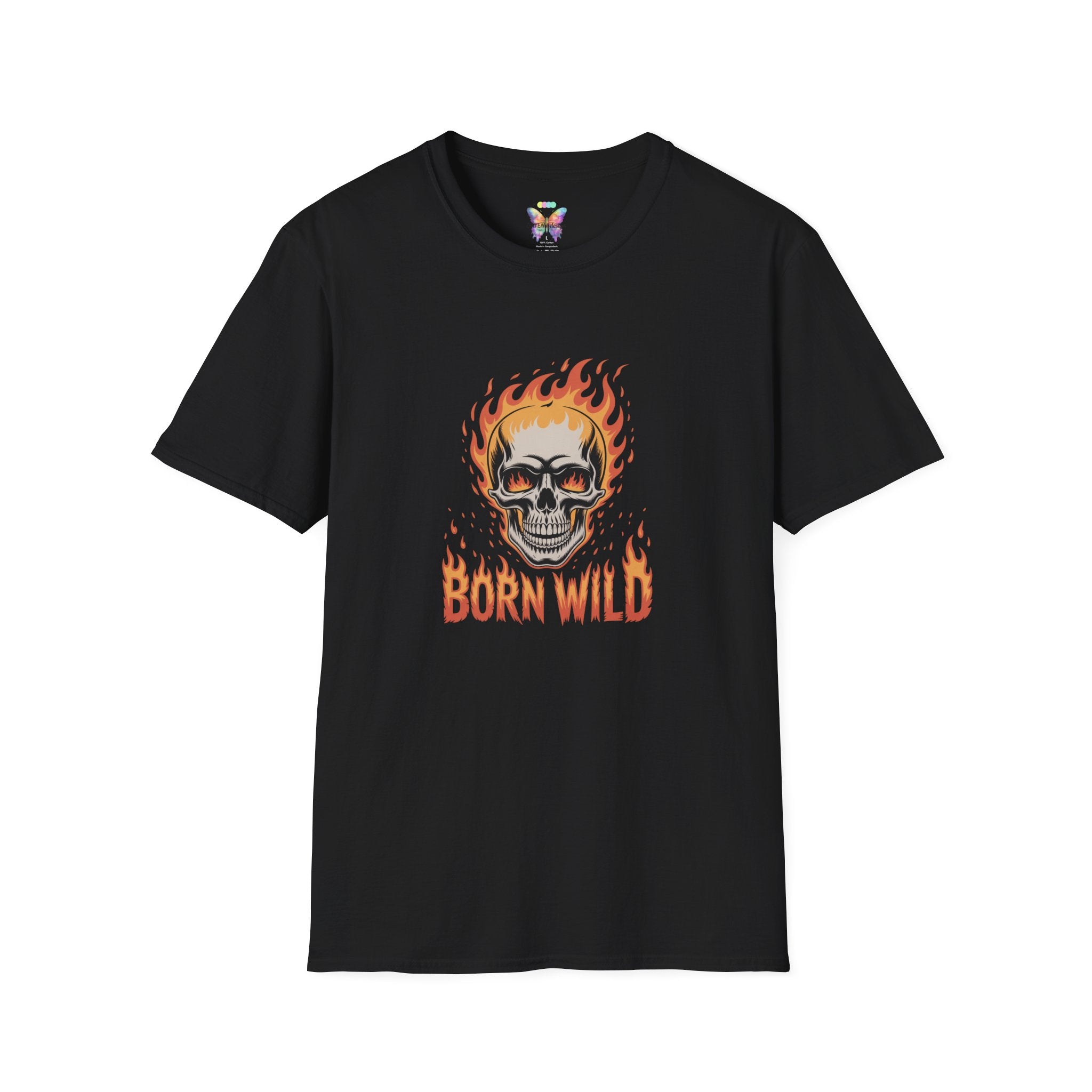 Born Wild Flame Skull T-Shirt