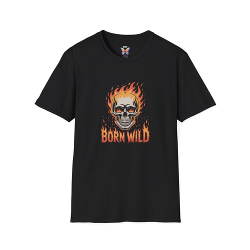 Born Wild Flame Skull T-Shirt