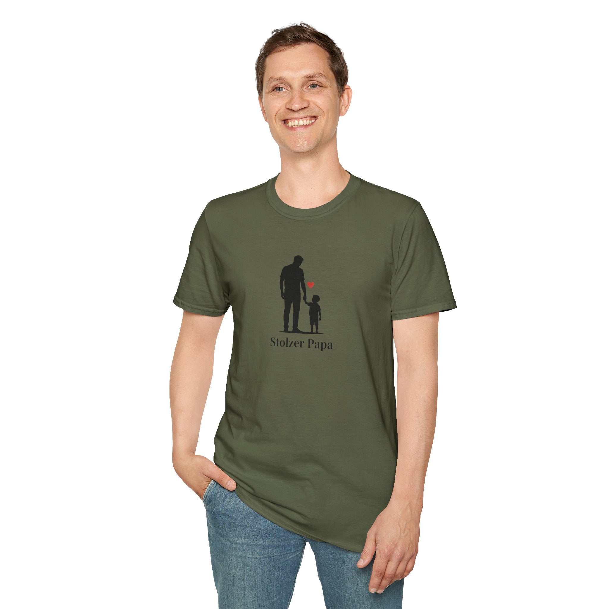 Stolzer Papa T‑Shirt — Father and Child Silhouette Dad Tee