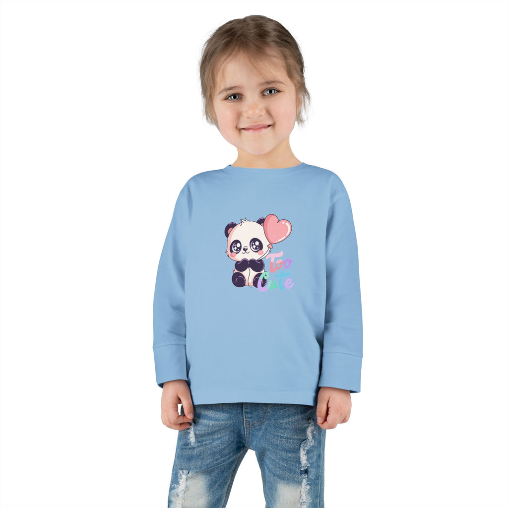 Toddler Tee — "Too Cute" Panda Heart Long-Sleeve