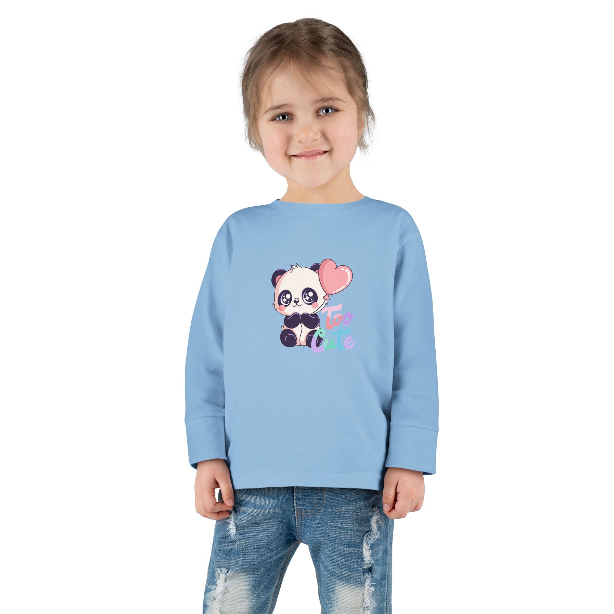 Toddler Tee — "Too Cute" Panda Heart Long-Sleeve