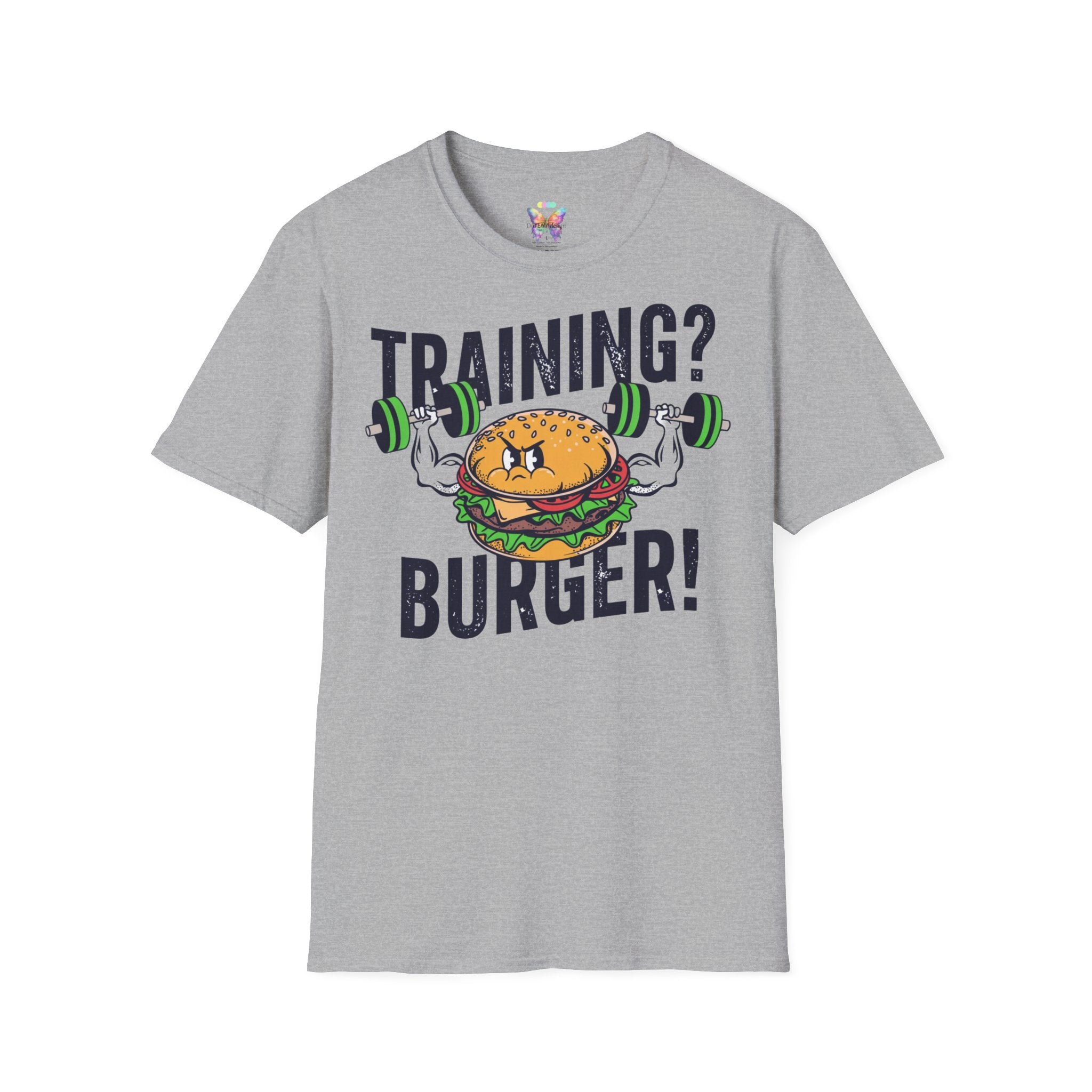 Training? Burger! T-Shirt — Funny Gym Burger Workout Tee