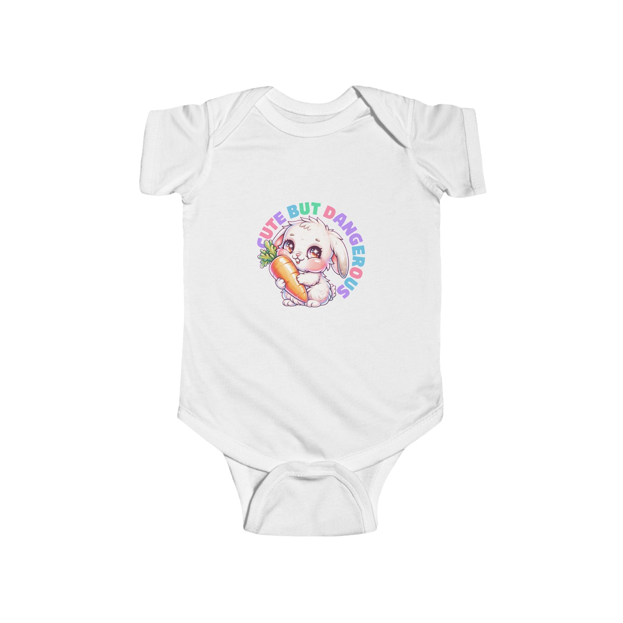 Baby Bodysuit — "Cute But Dangerous" Sloth with Carrot Graphic