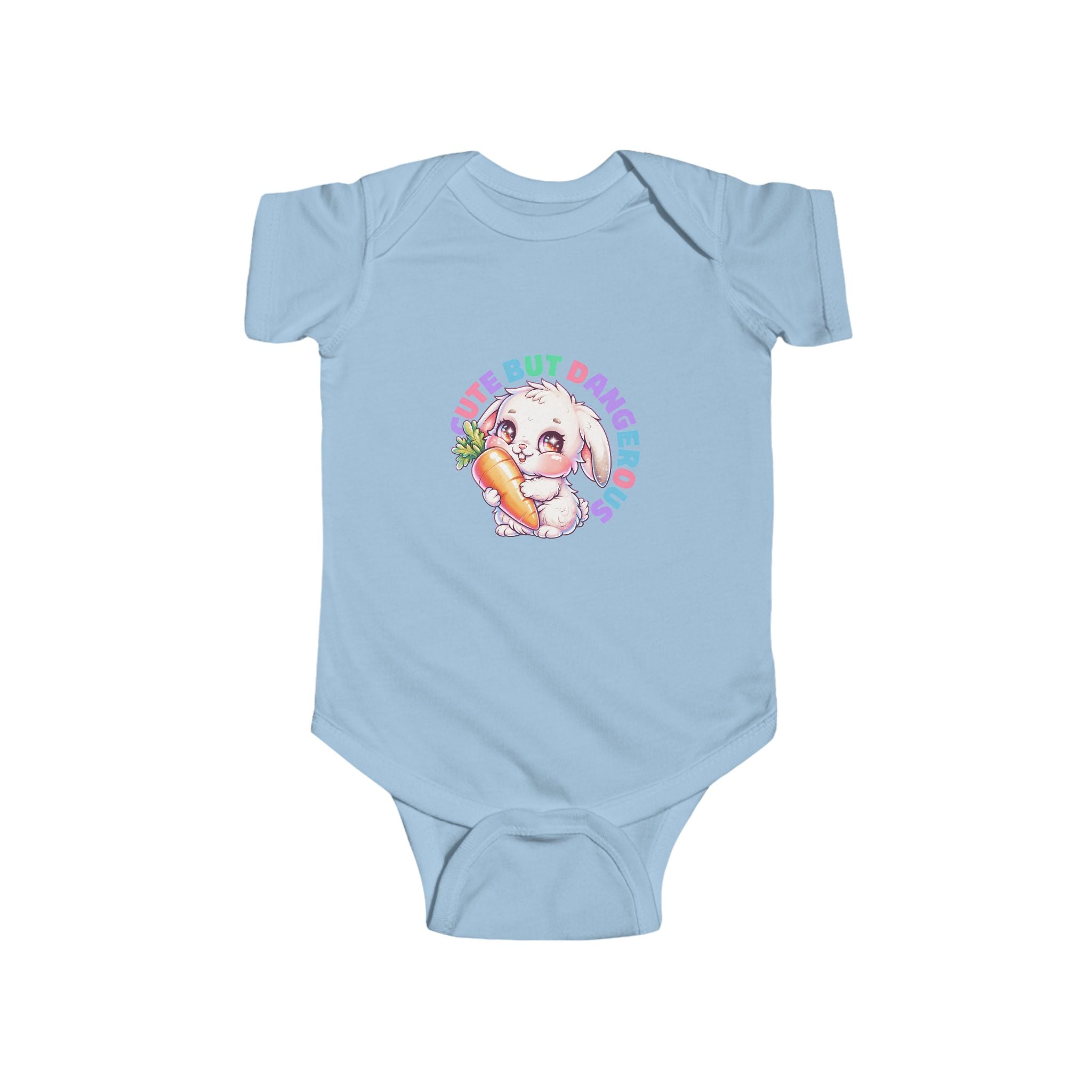 Baby Bodysuit — "Cute But Dangerous" Sloth with Carrot Graphic