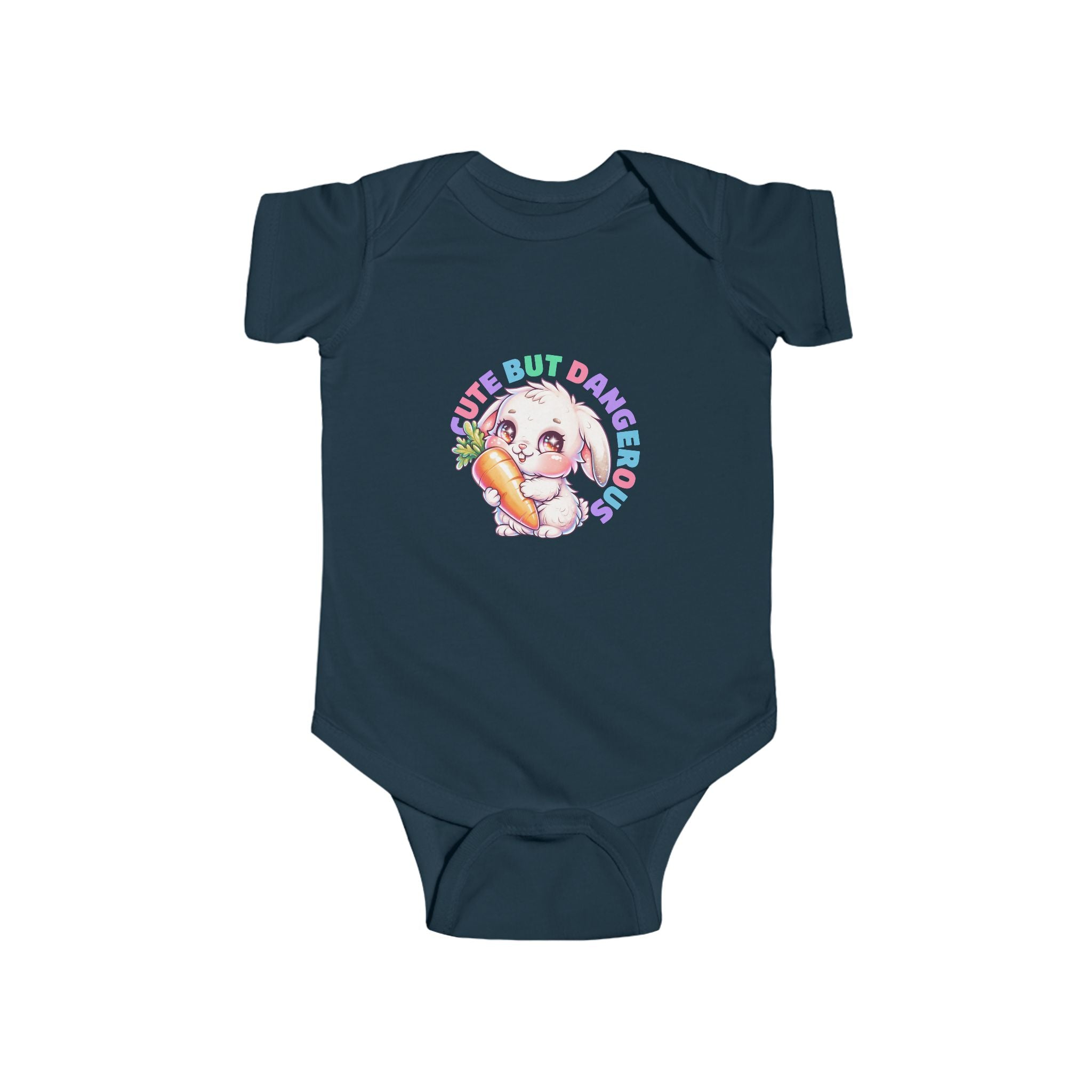 Baby Bodysuit — "Cute But Dangerous" Sloth with Carrot Graphic