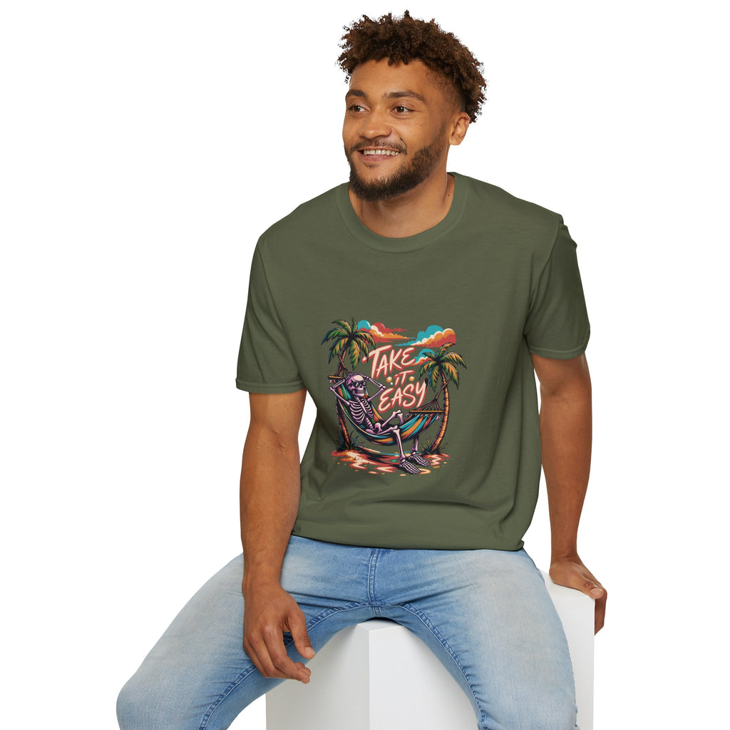 Take It Easy Beach T-Shirt — Hammock Palm Tree Vacation Tee