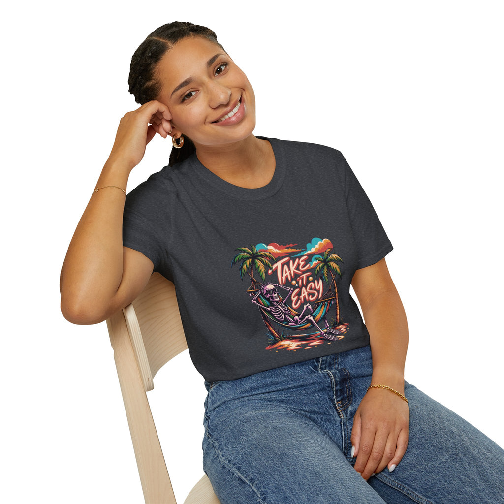 Take It Easy Beach T-Shirt — Hammock Palm Tree Vacation Tee