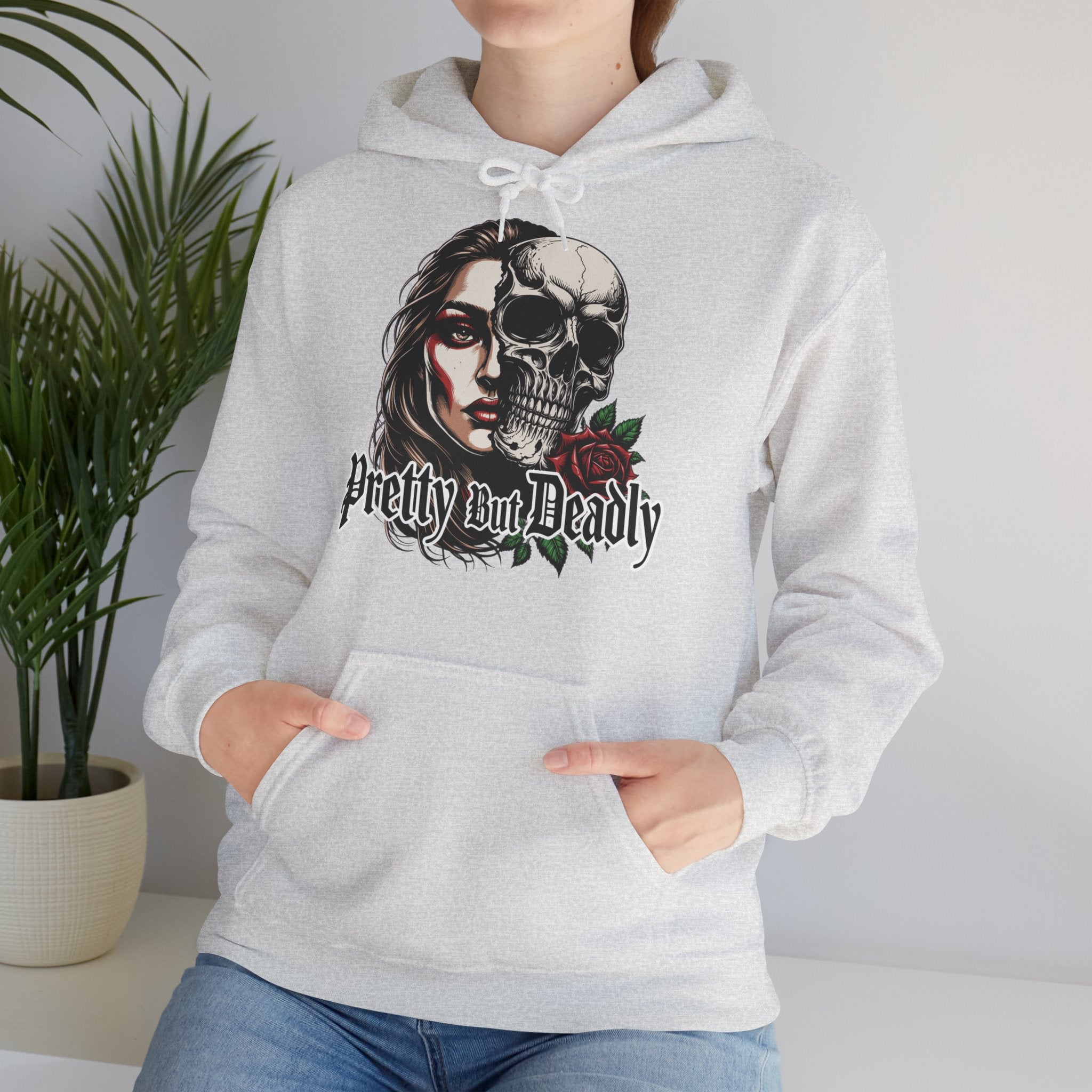 Hoodie — "Pretty But Deadly" Skull Rose