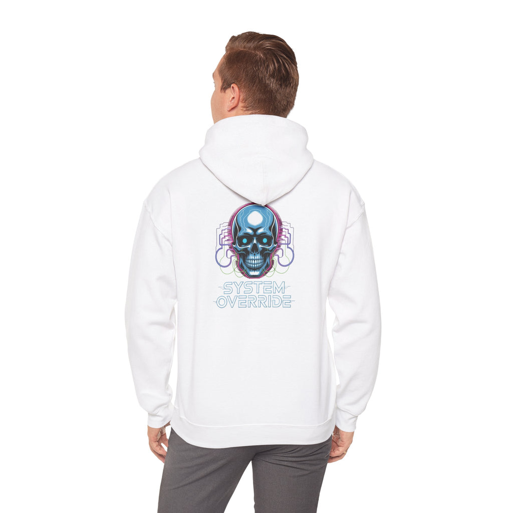 Cyber Skull Hoodie — "System Override" Retro Vaporwave Tech Skull Pullover