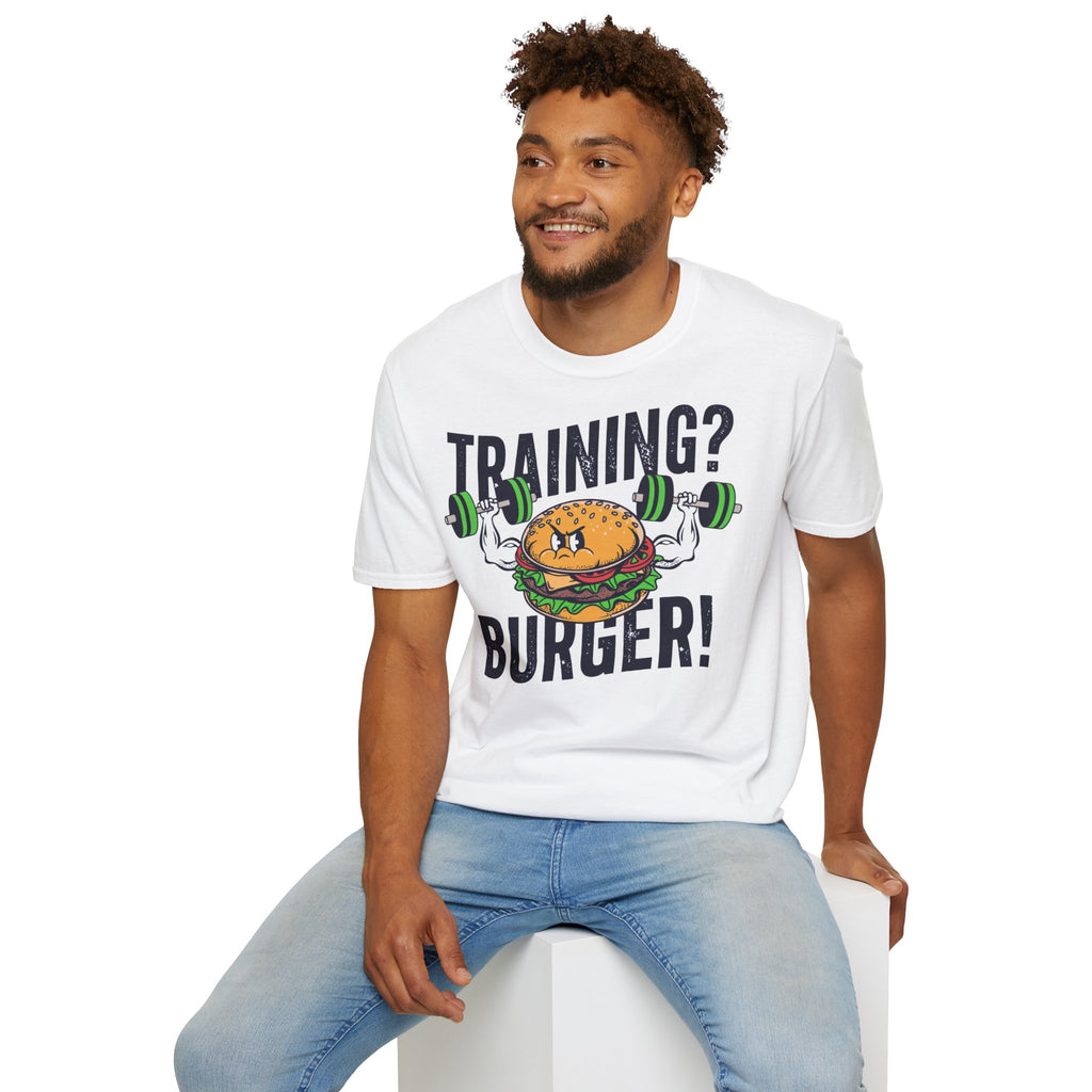 Training? Burger! T-Shirt — Funny Gym Burger Workout Tee