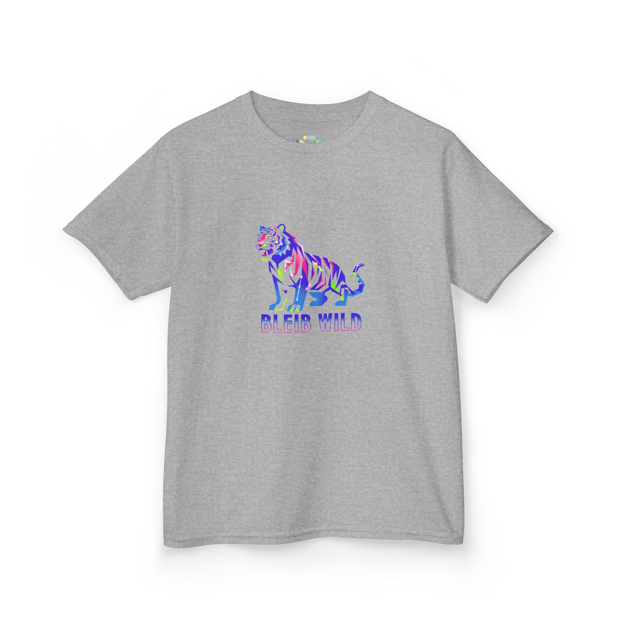 Ýouth Kids Tee — Colorful Tiger "Bleed Wild" Graphic