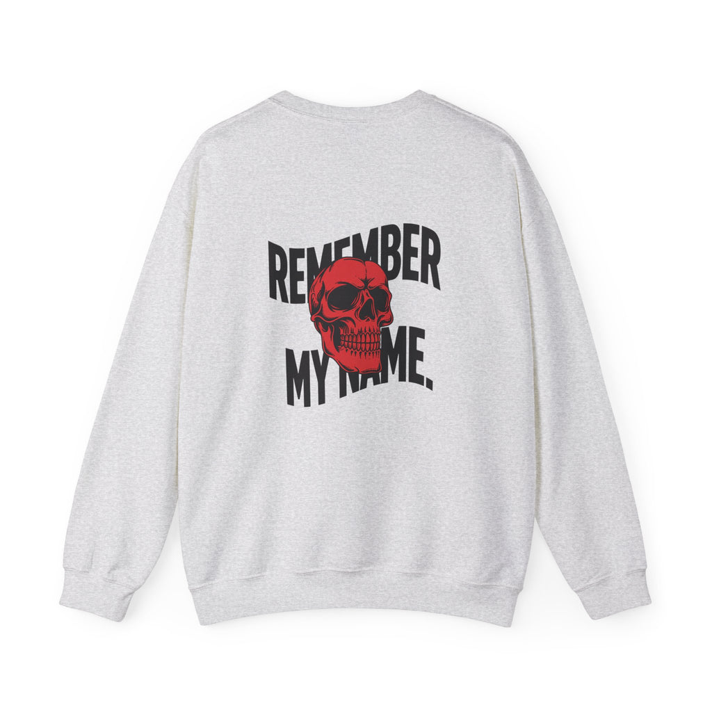 Remember My Name Crewneck Sweatshirt – Red Skull Graphic