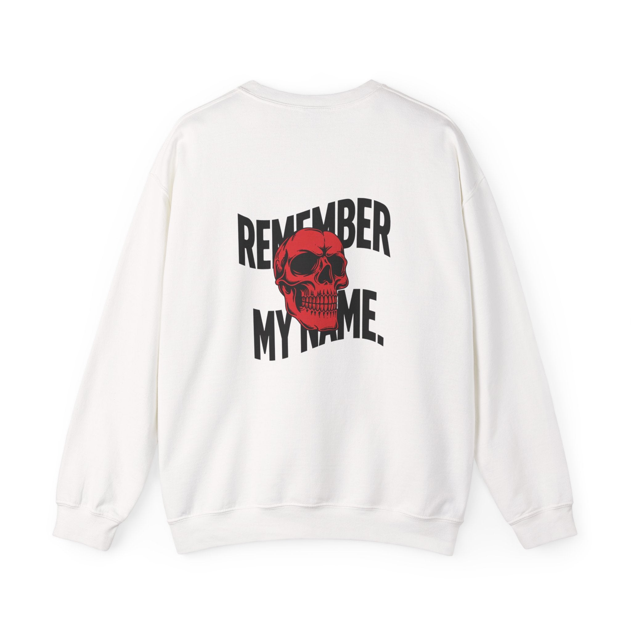 Remember My Name Crewneck Sweatshirt – Red Skull Graphic