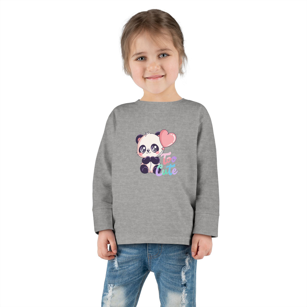 Toddler Tee — "Too Cute" Panda Heart Long-Sleeve