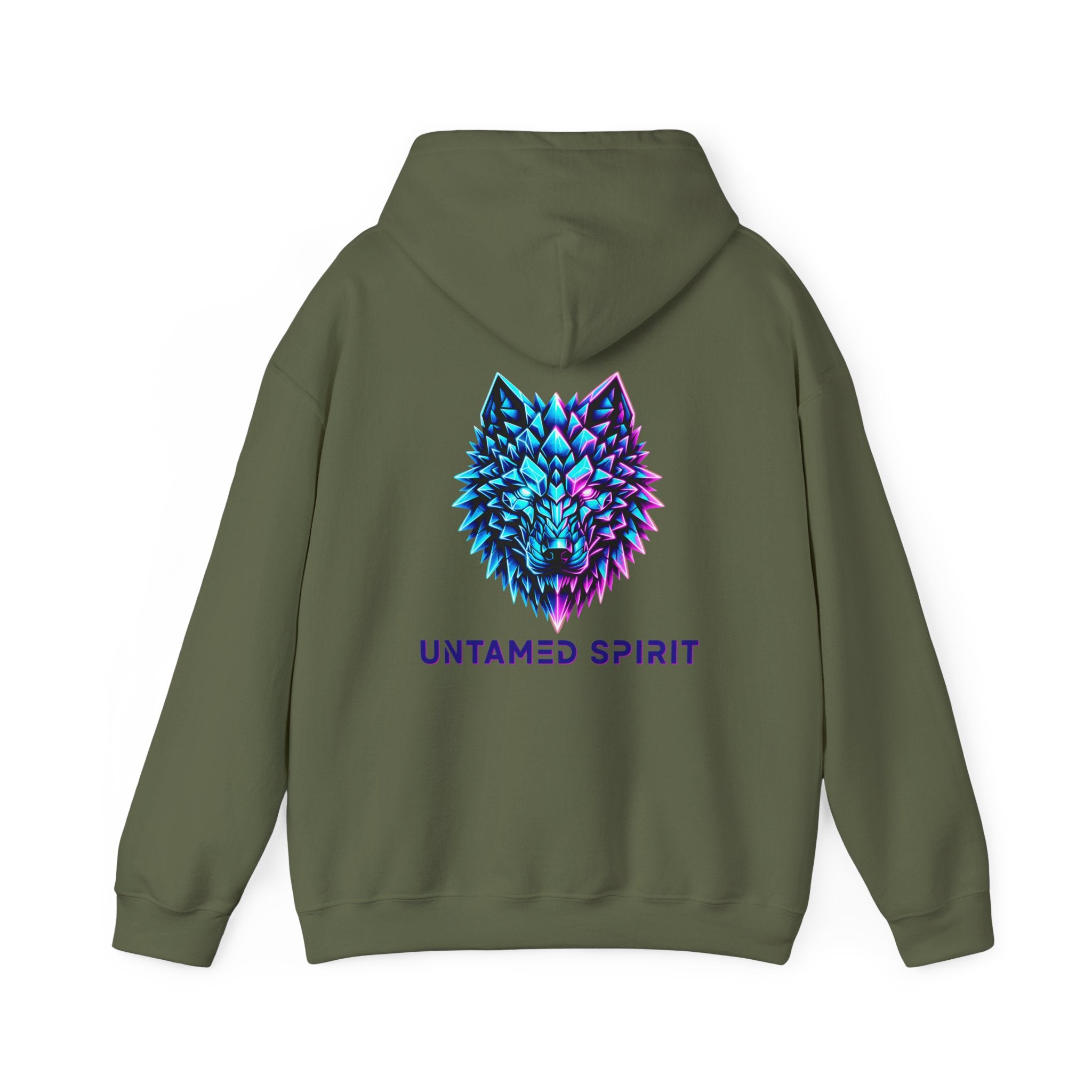 Untamed Spirit Wolf Hoodie — Neon Geometric Wolf Graphic Sweatshirt