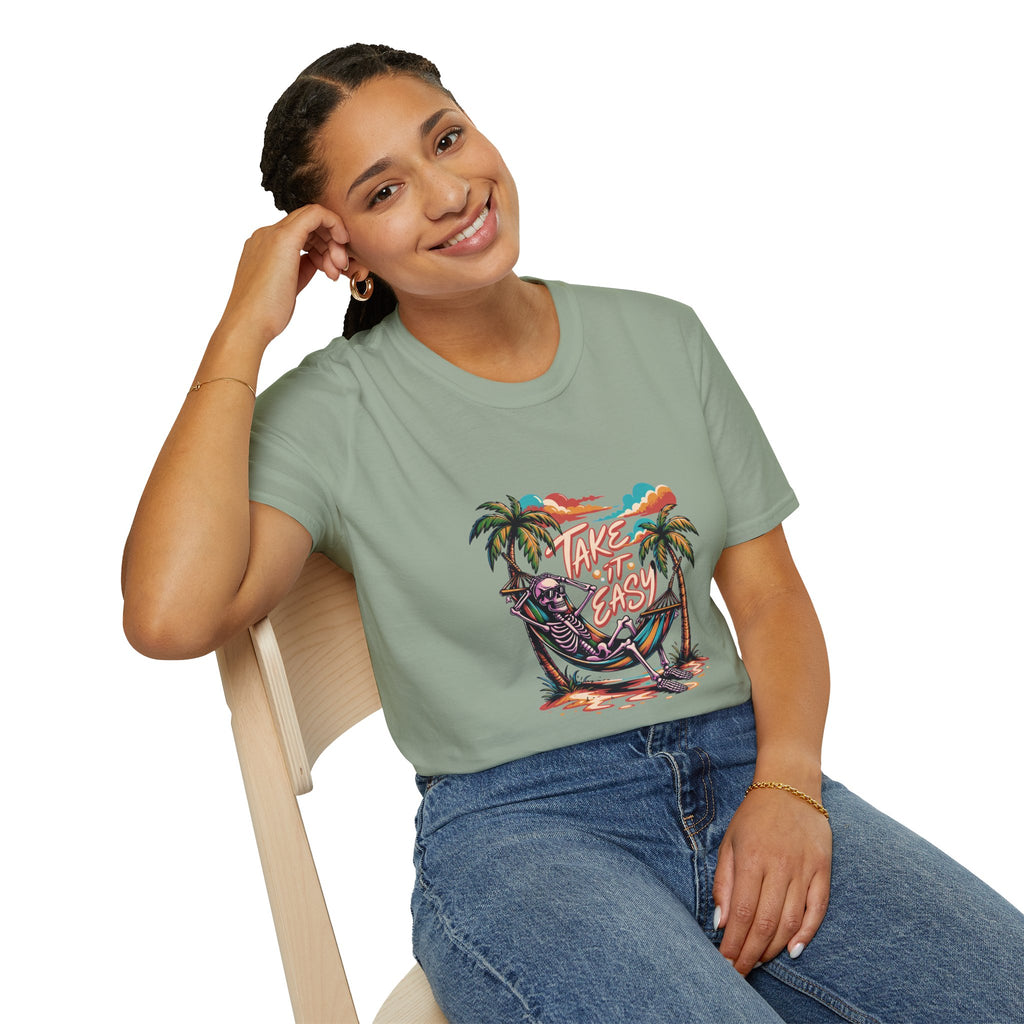 Take It Easy Beach T-Shirt — Hammock Palm Tree Vacation Tee