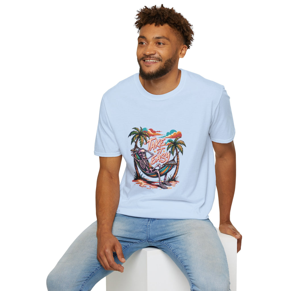 Take It Easy Beach T-Shirt — Hammock Palm Tree Vacation Tee