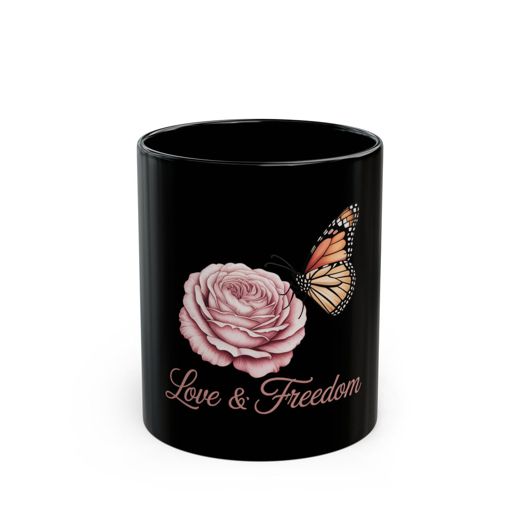 Love & Freedom Rose and Butterfly Keramik Tasse - 300ml