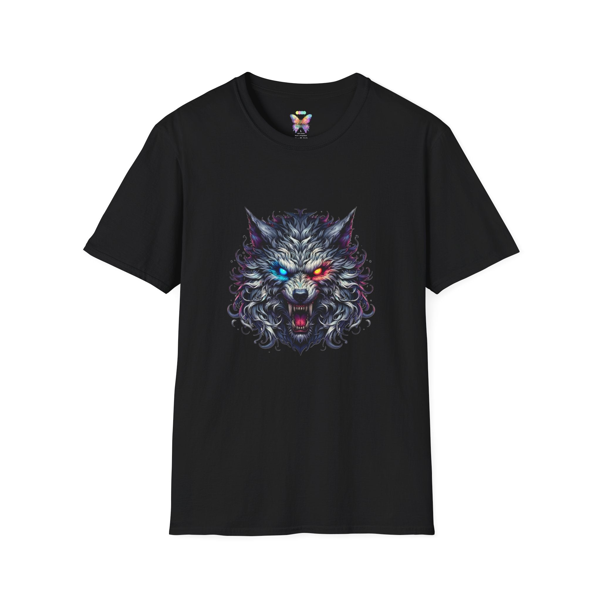Wolf Head Graphic Tee — Neon Eyes Fierce Wolf T-Shirt
