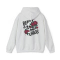 Beauty & Chaos Skull Hoodie — Floral Rose Skull Graphic Sweatshirt