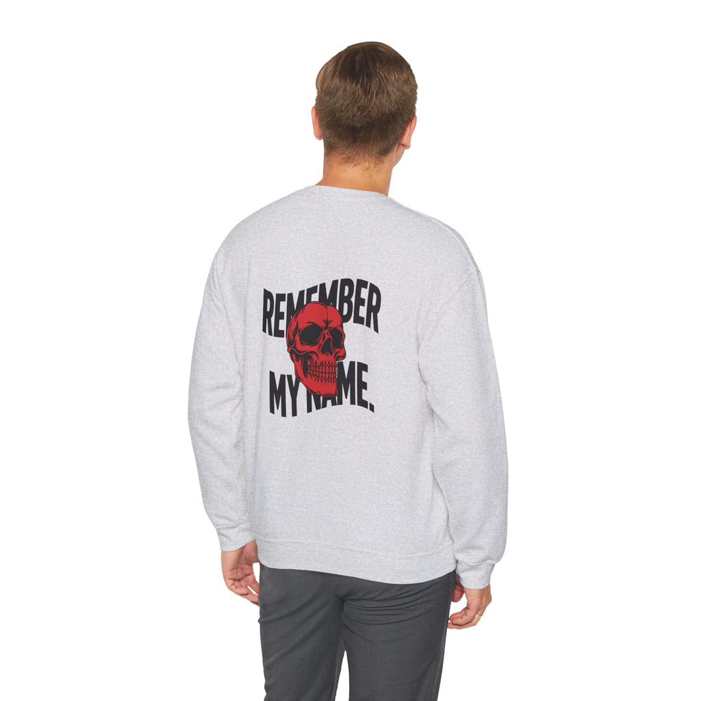 Remember My Name Crewneck Sweatshirt – Red Skull Graphic
