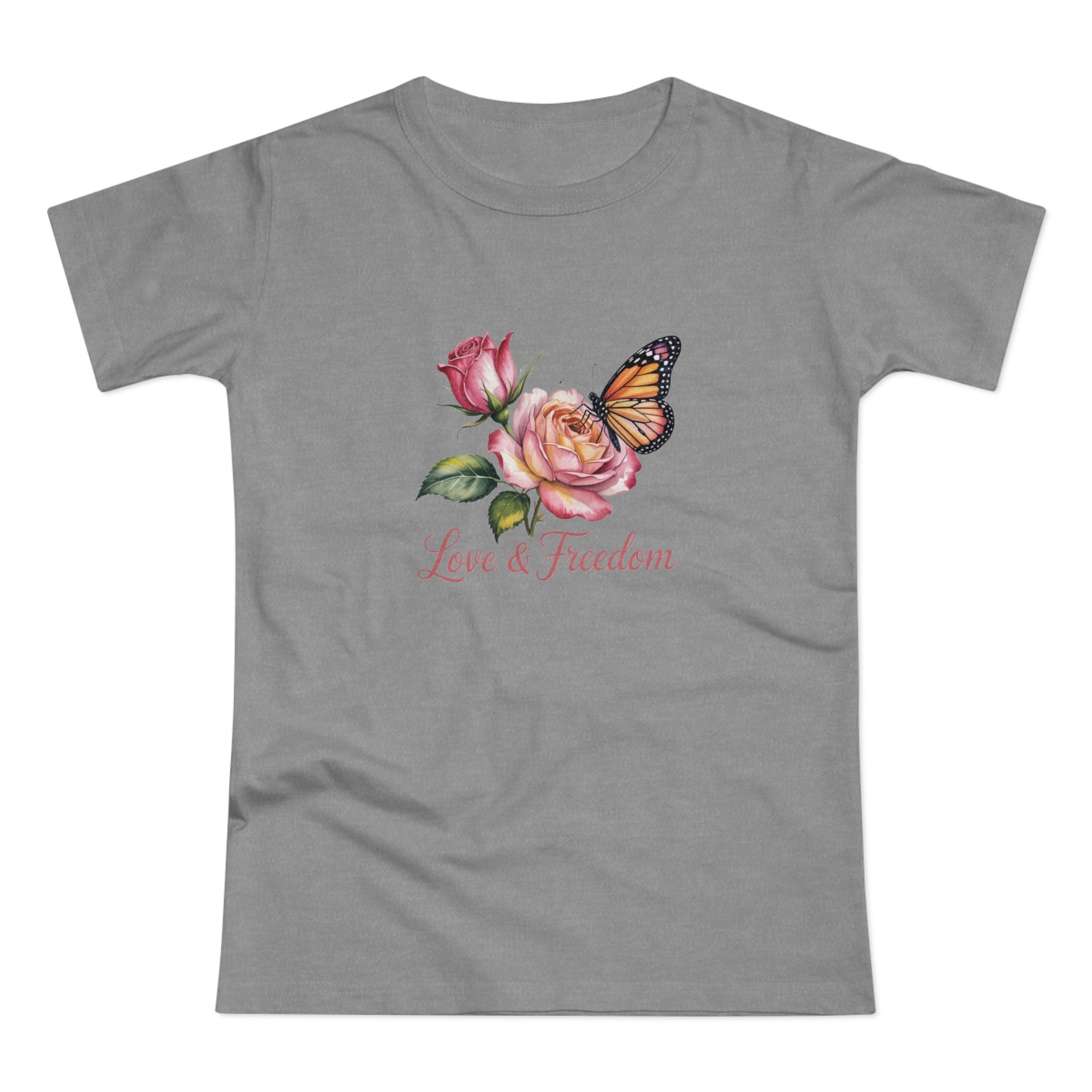 Love & Freedom Floral T-Shirt — Butterfly Rose Women's Tee