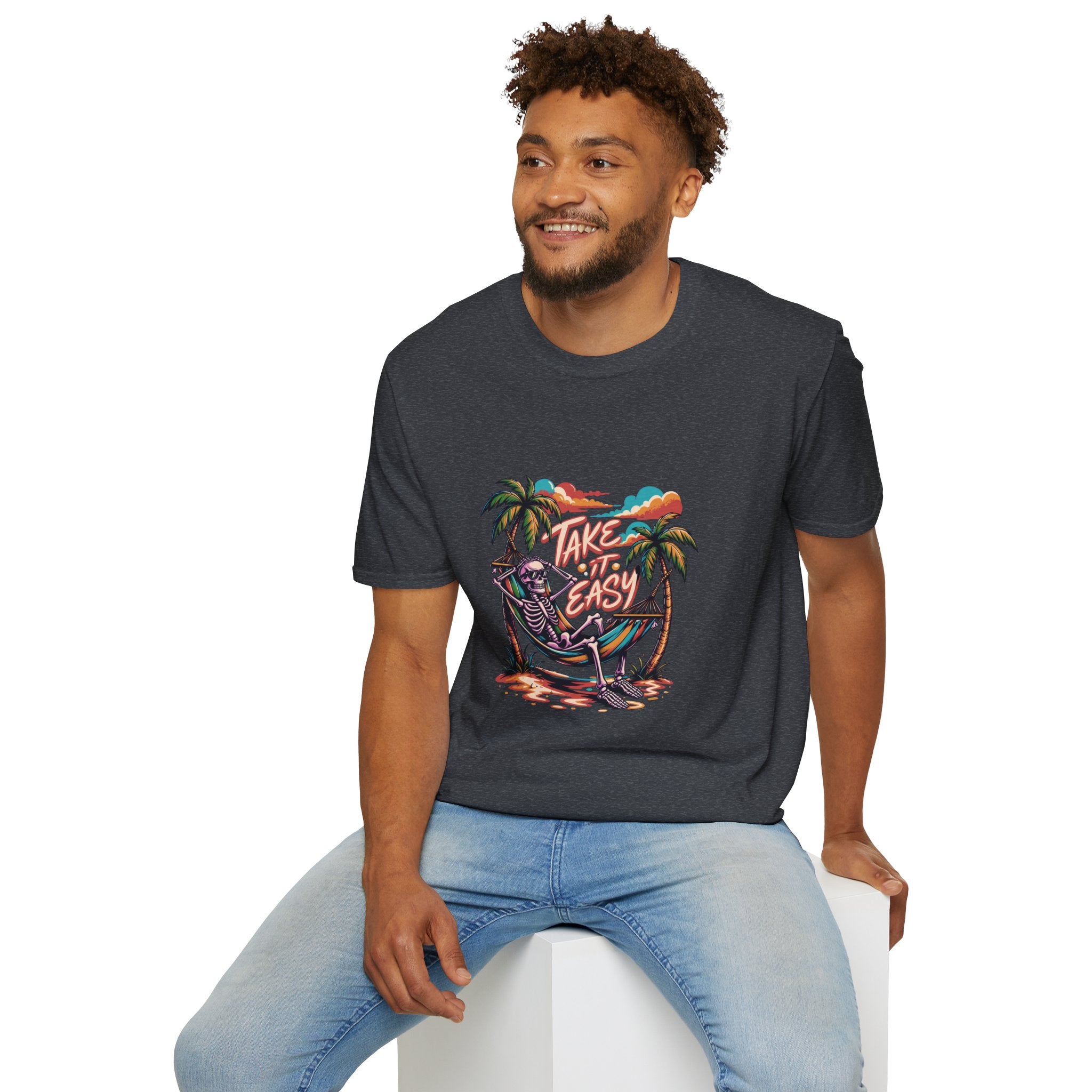 Take It Easy Beach T-Shirt — Hammock Palm Tree Vacation Tee