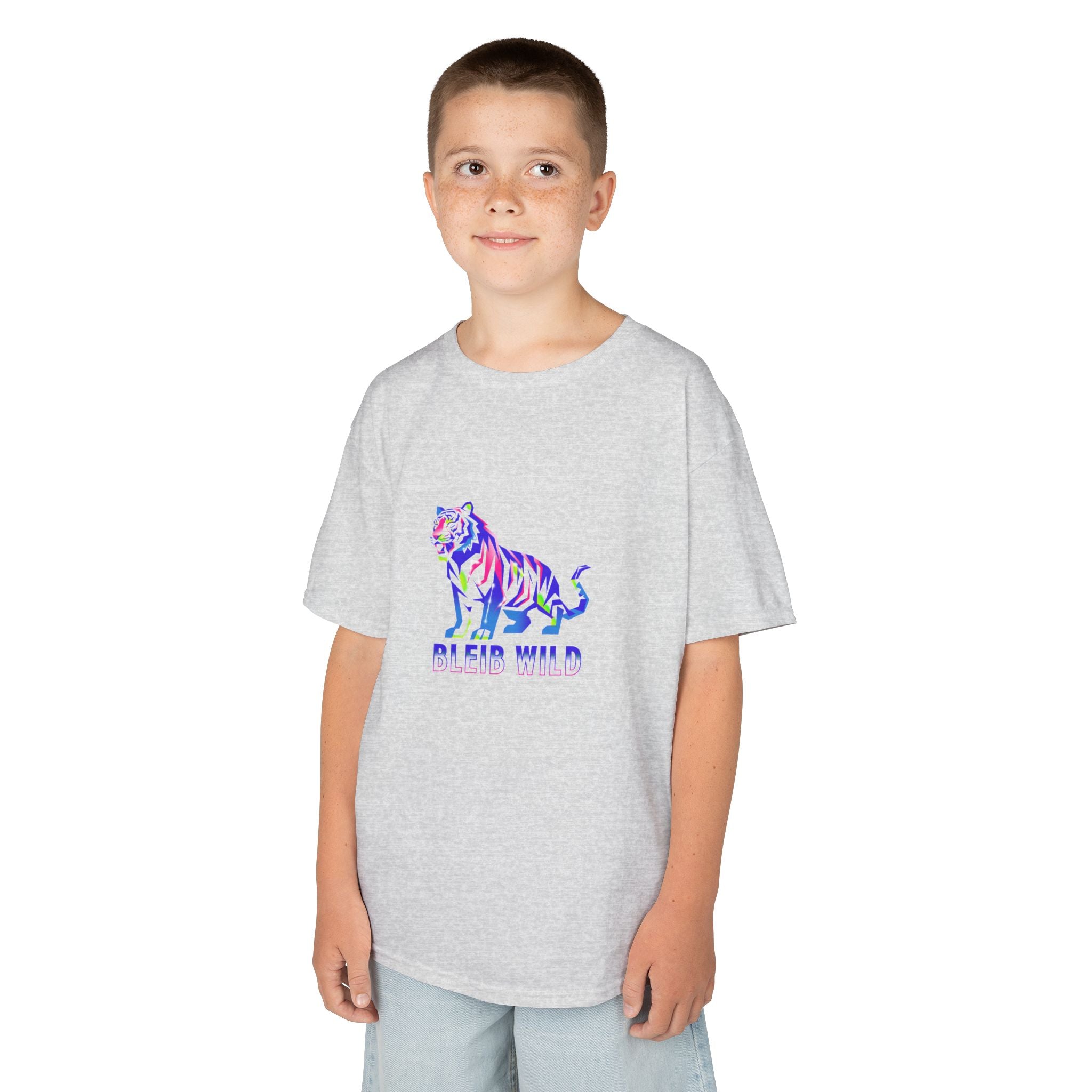 Ýouth Kids Tee — Colorful Tiger "Bleed Wild" Graphic